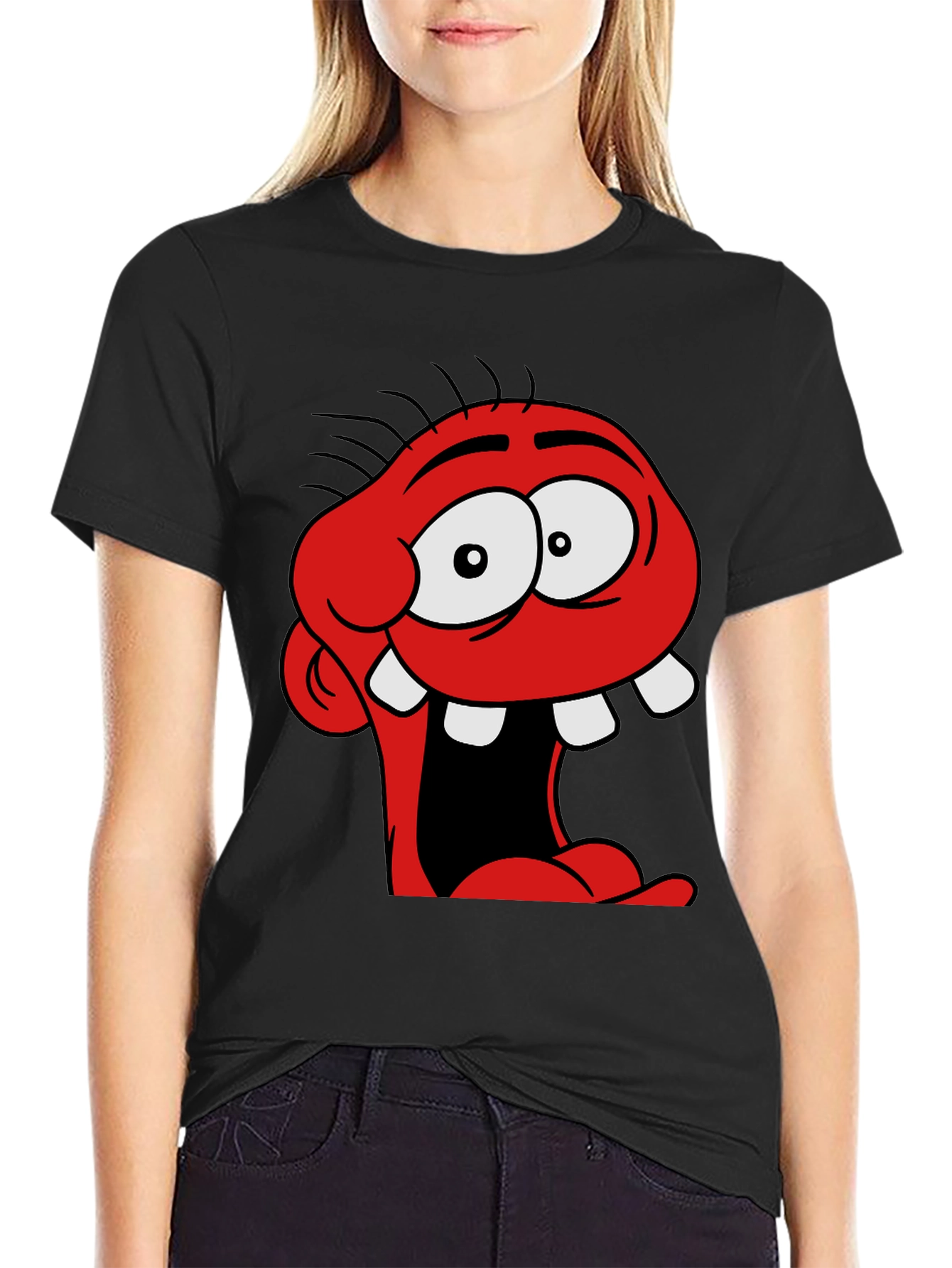 Cartoon Monster Graphic Black T-Shirt