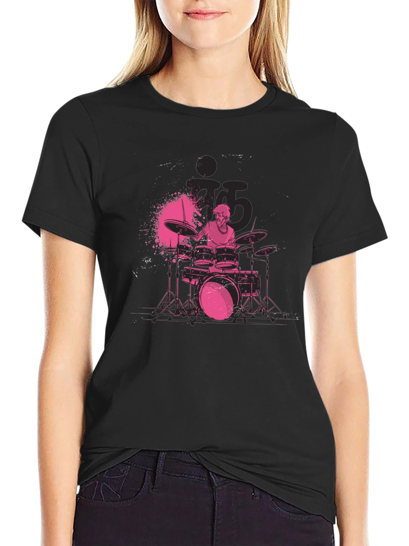 Drummer Graphic Black T-Shirt