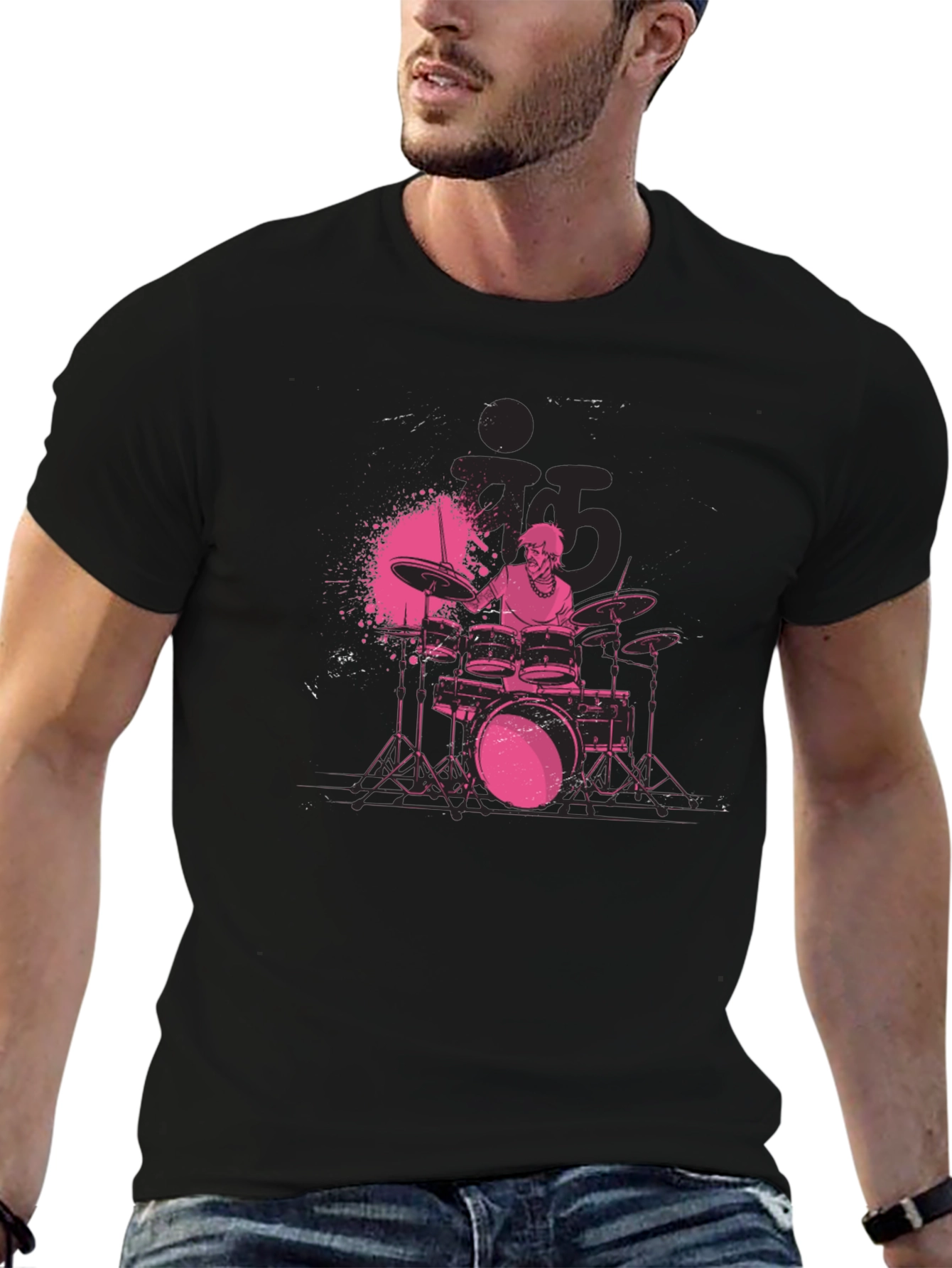 Drummer Graphic Black T-Shirt