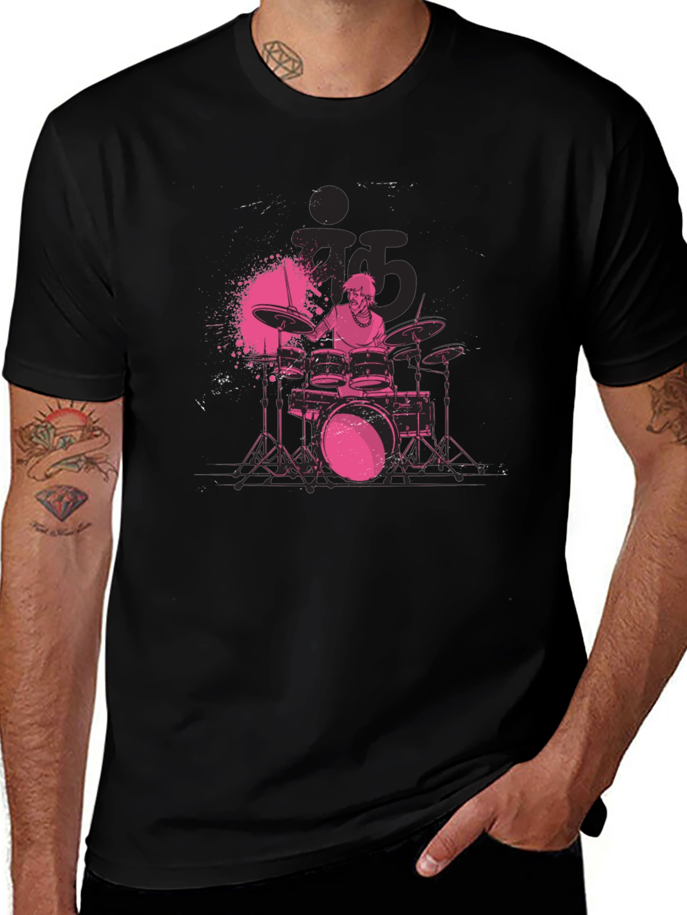 Drummer Graphic Black T-Shirt