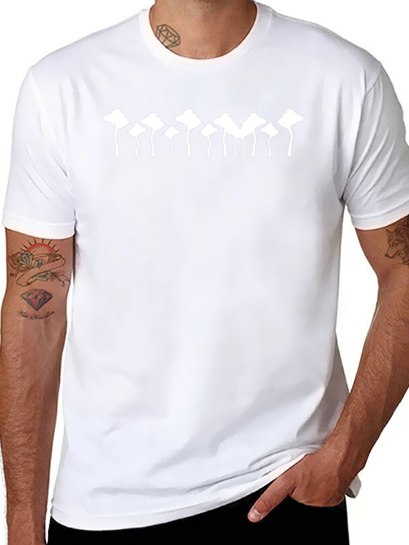 Abstract Tree Line Black Cotton T-Shirt