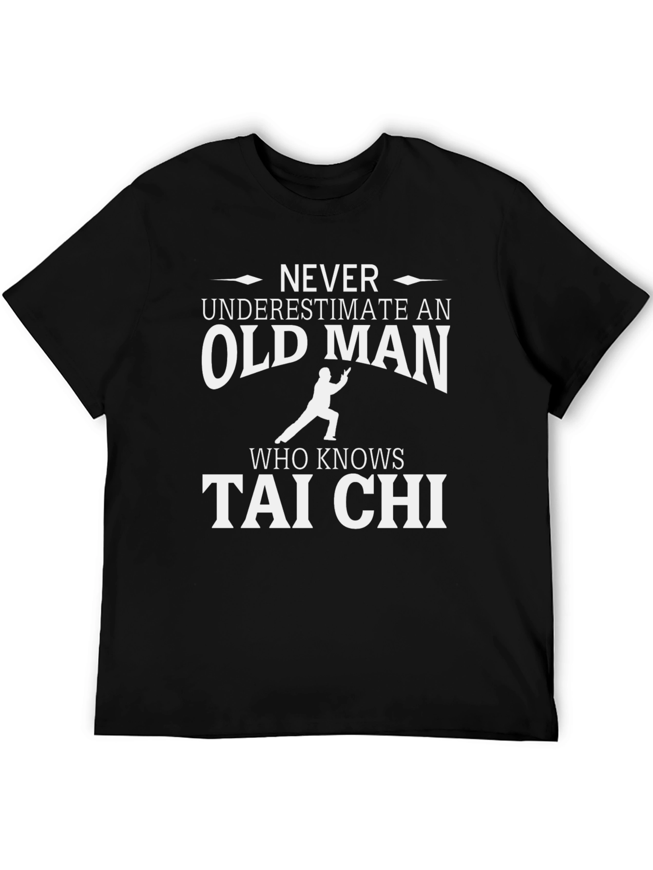 Never Underestimate Tai Chi Old Man Black T-Shirt