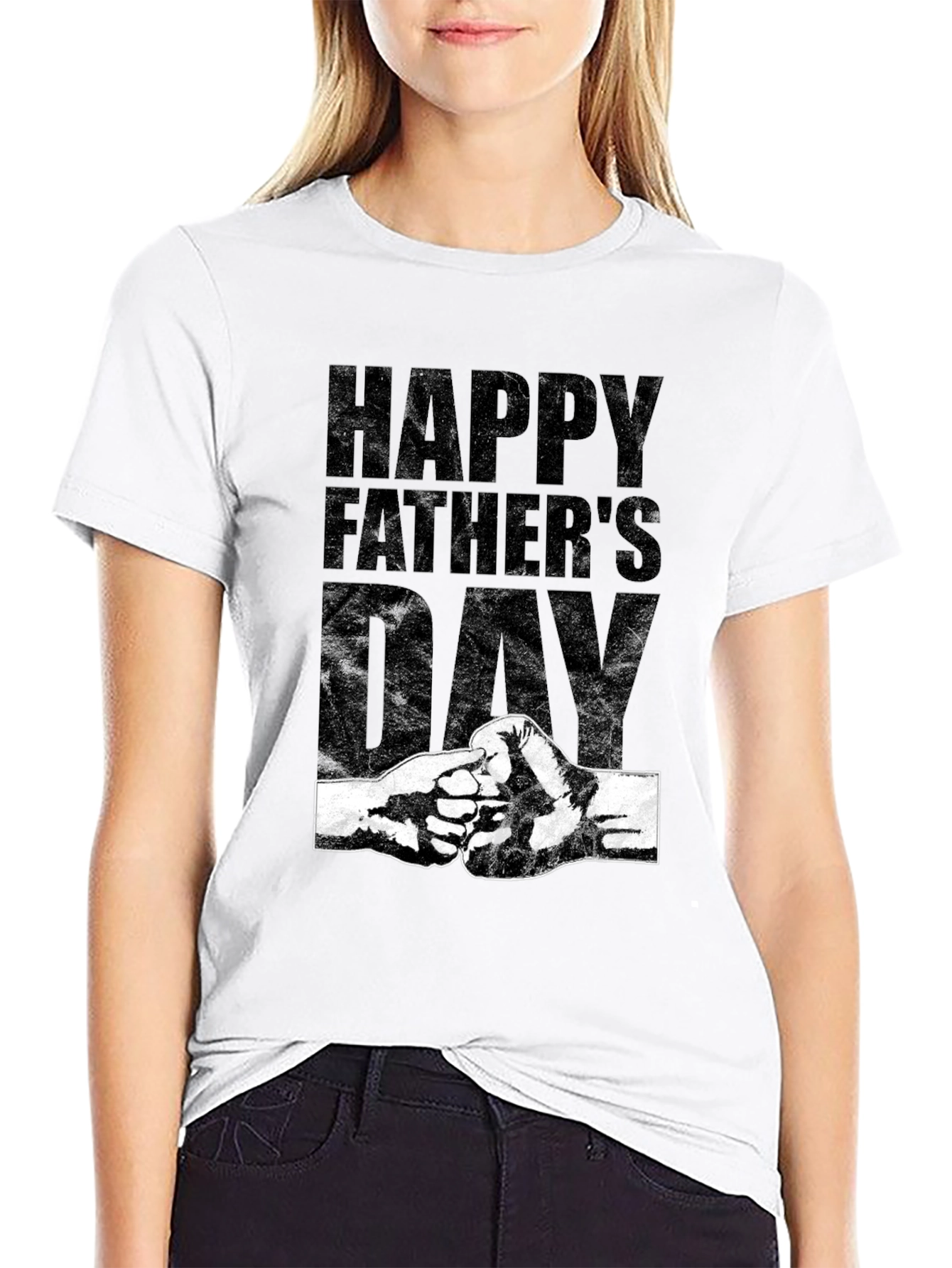 Happy Fathers Day Fist Bump Graphic Tee - Black