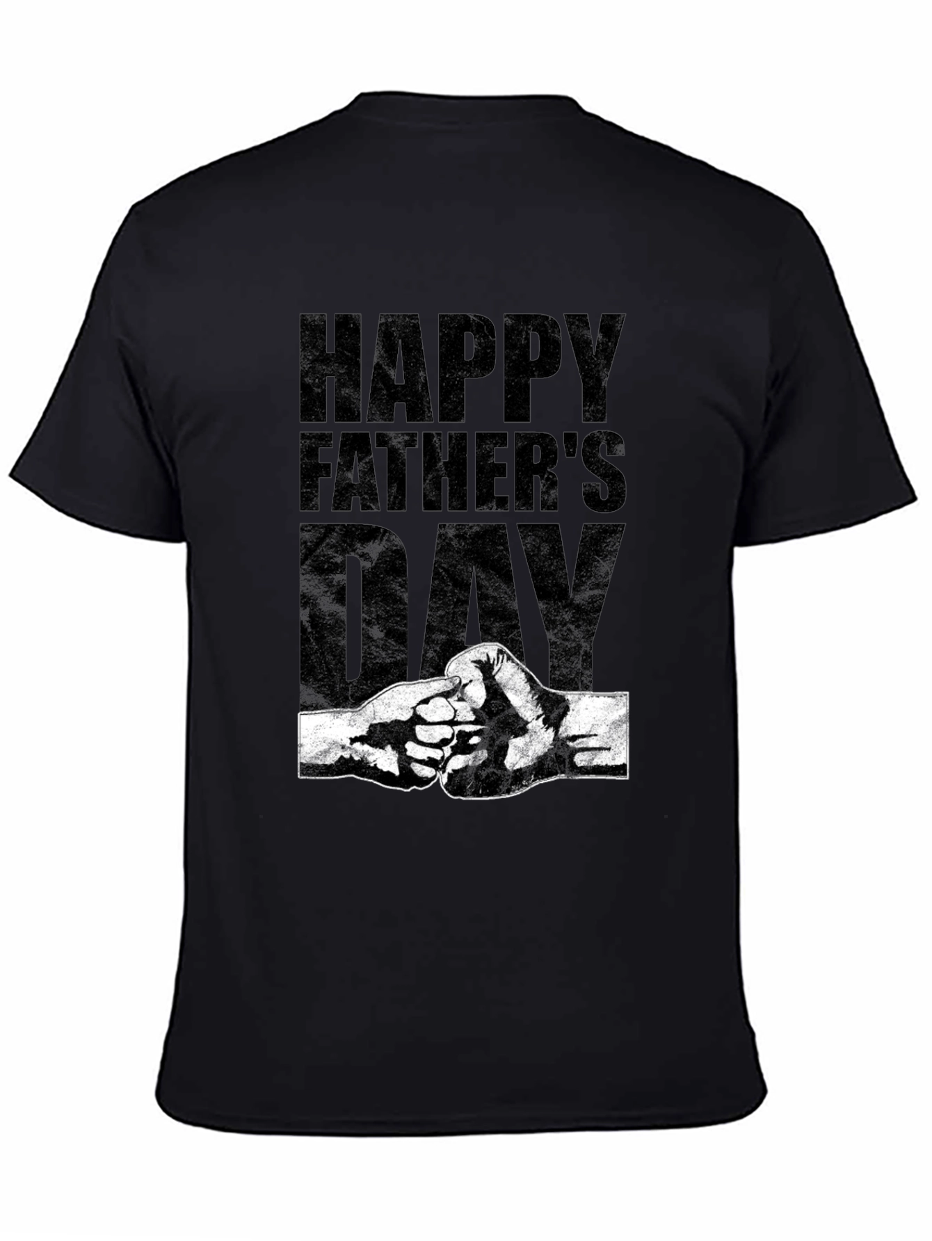 Happy Fathers Day Fist Bump Graphic Tee - Black