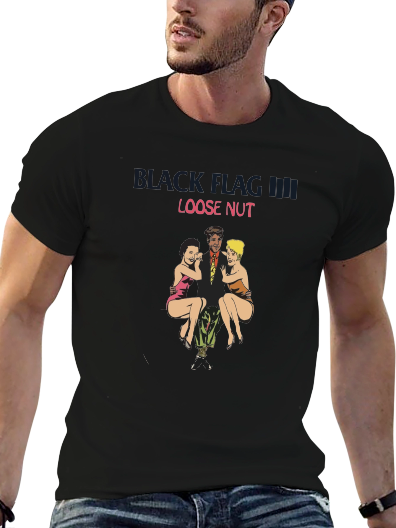 Black T-Shirt with Loose Nut Graphic