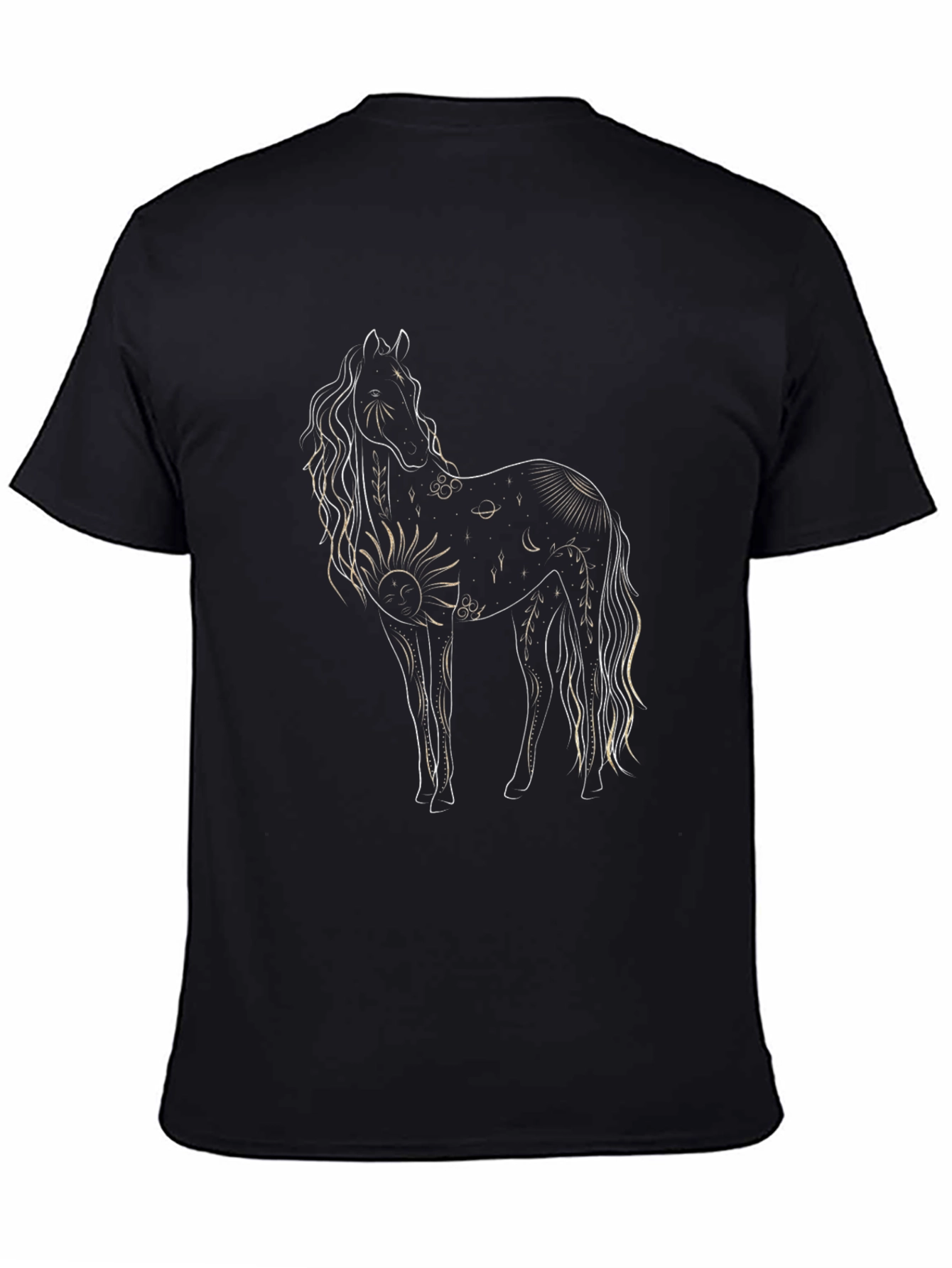 Celestial Horse Graphic Black T-Shirt