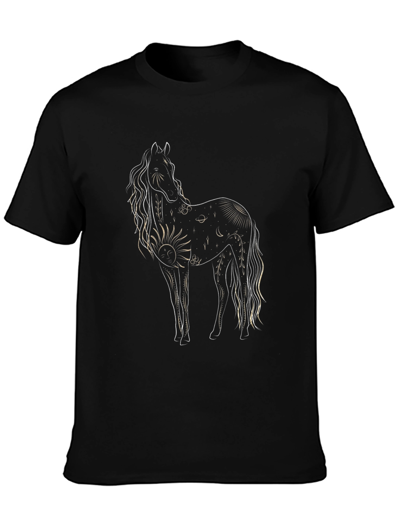 Celestial Horse Graphic Black T-Shirt