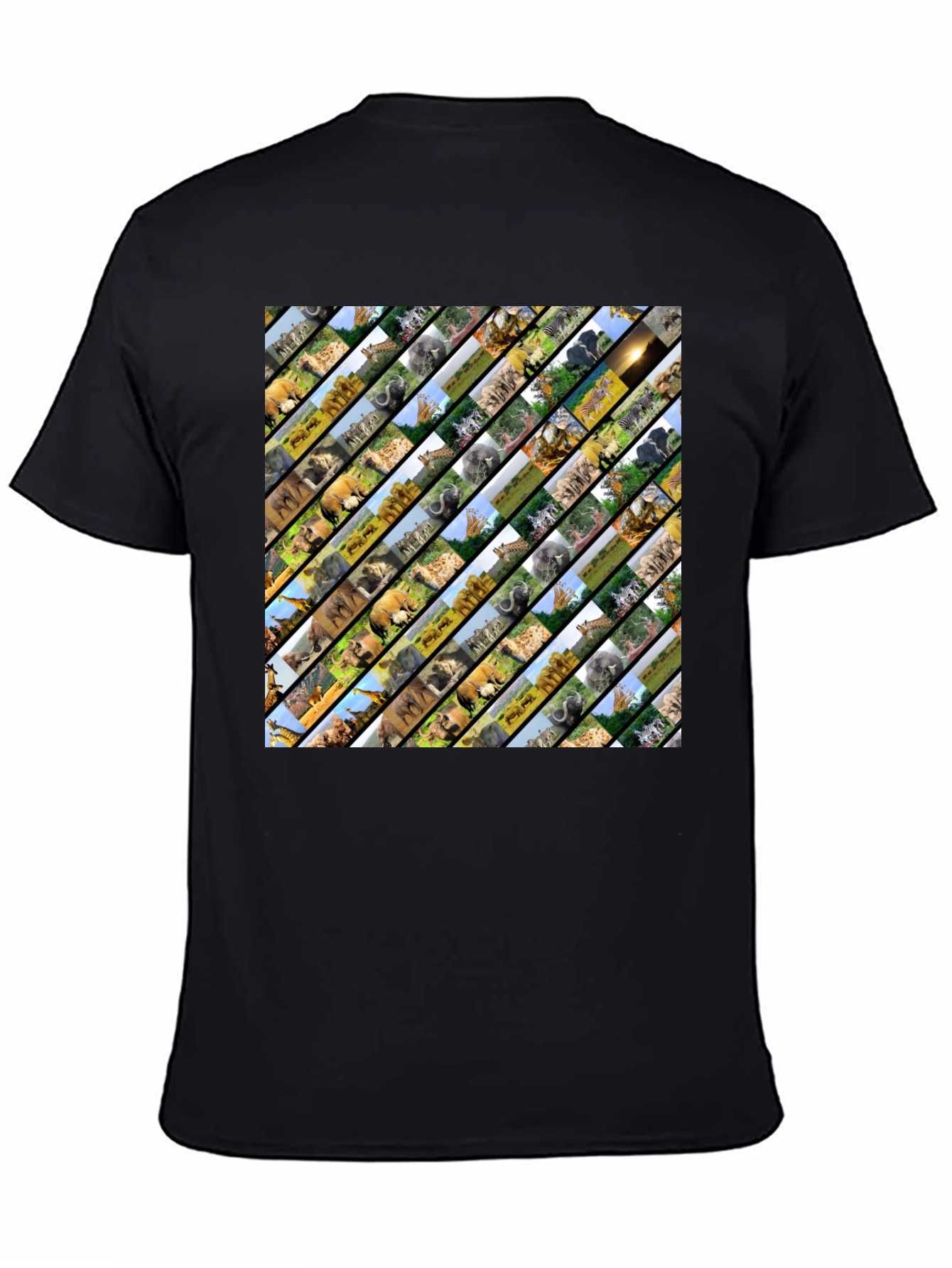 Safari Animal Collage Black T-Shirt