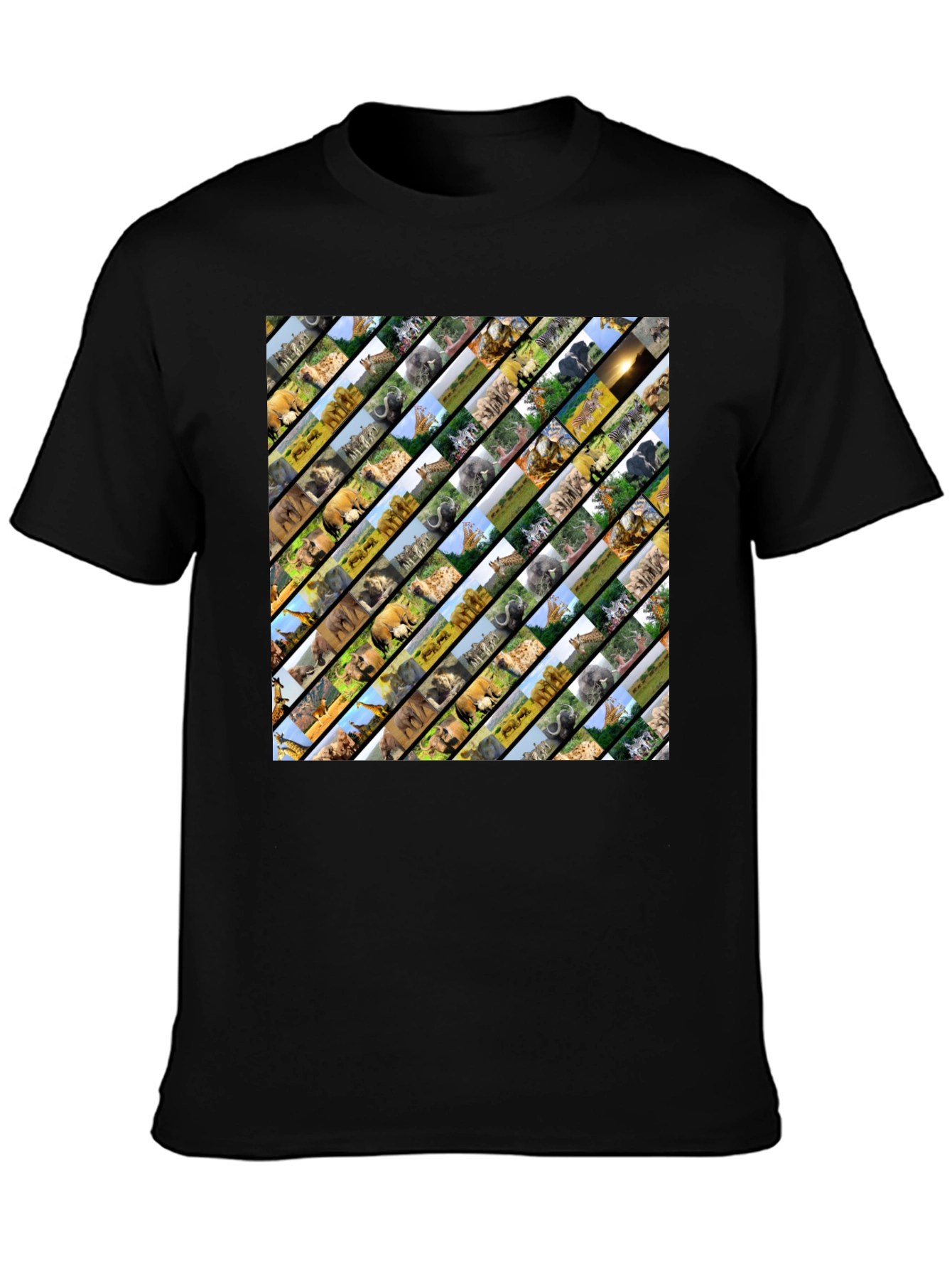 Safari Animal Collage Black T-Shirt