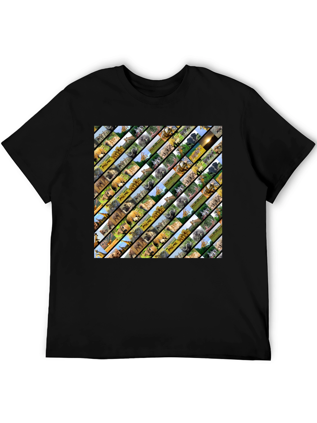 Safari Animal Collage Black T-Shirt