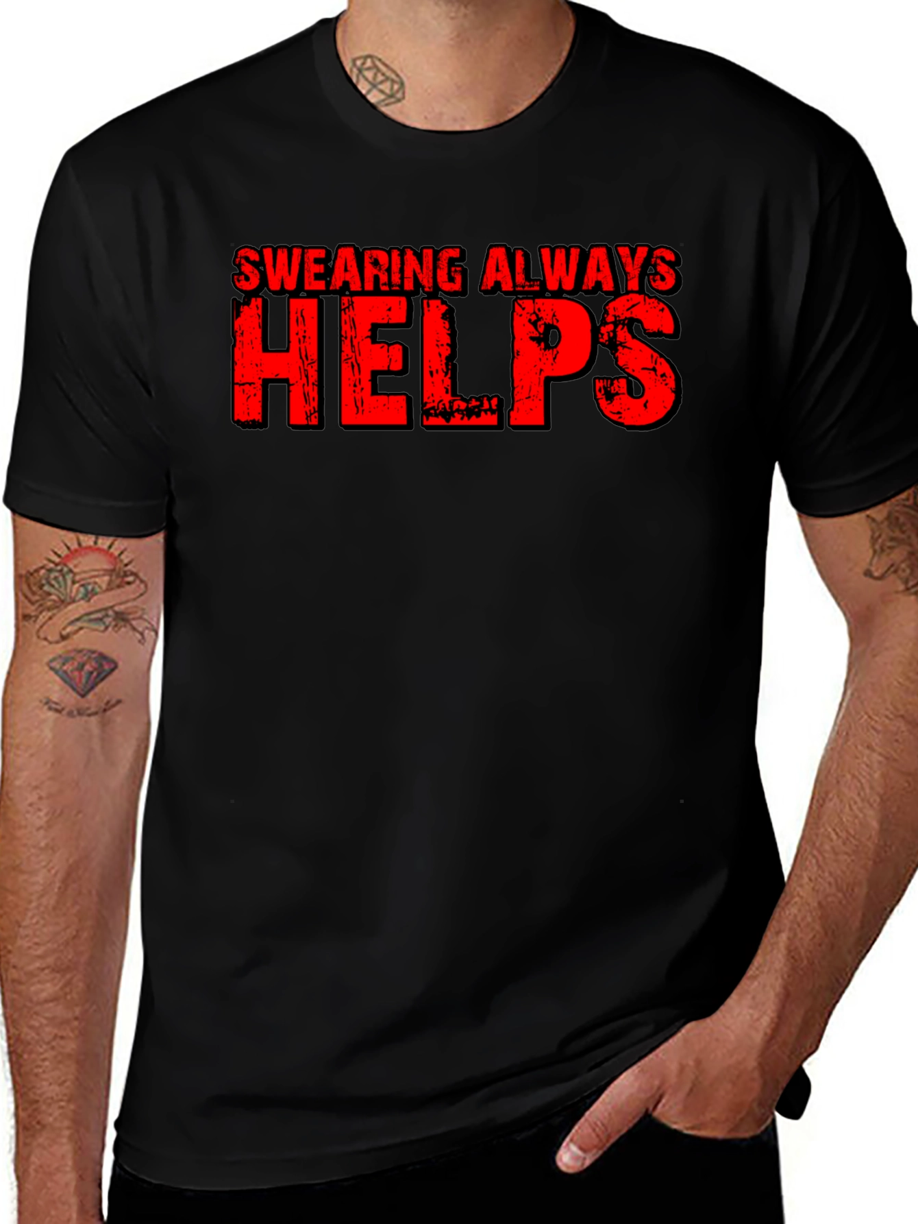 Swearing Always Helps Black Graphic T-Shirt