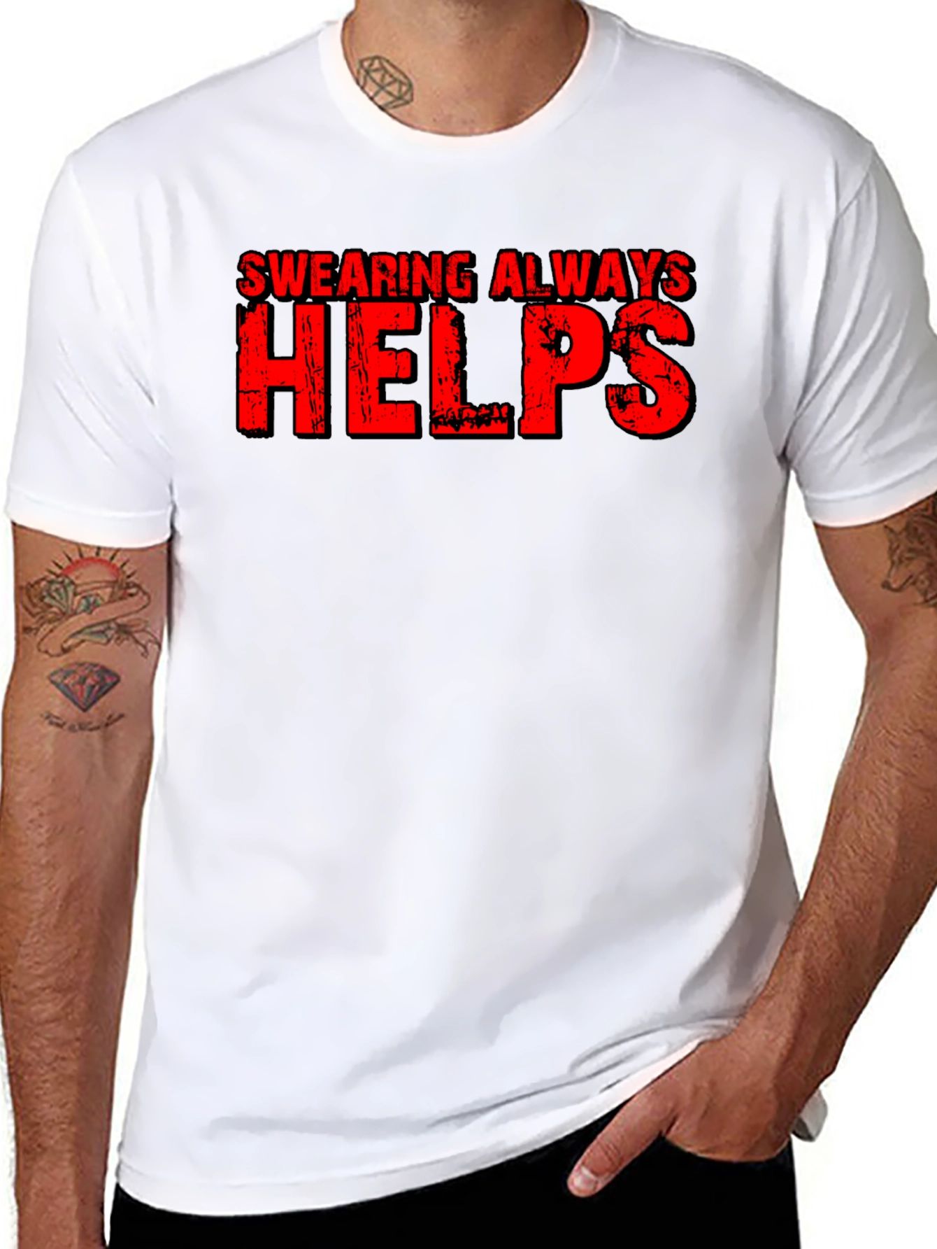 Swearing Always Helps Black Graphic T-Shirt