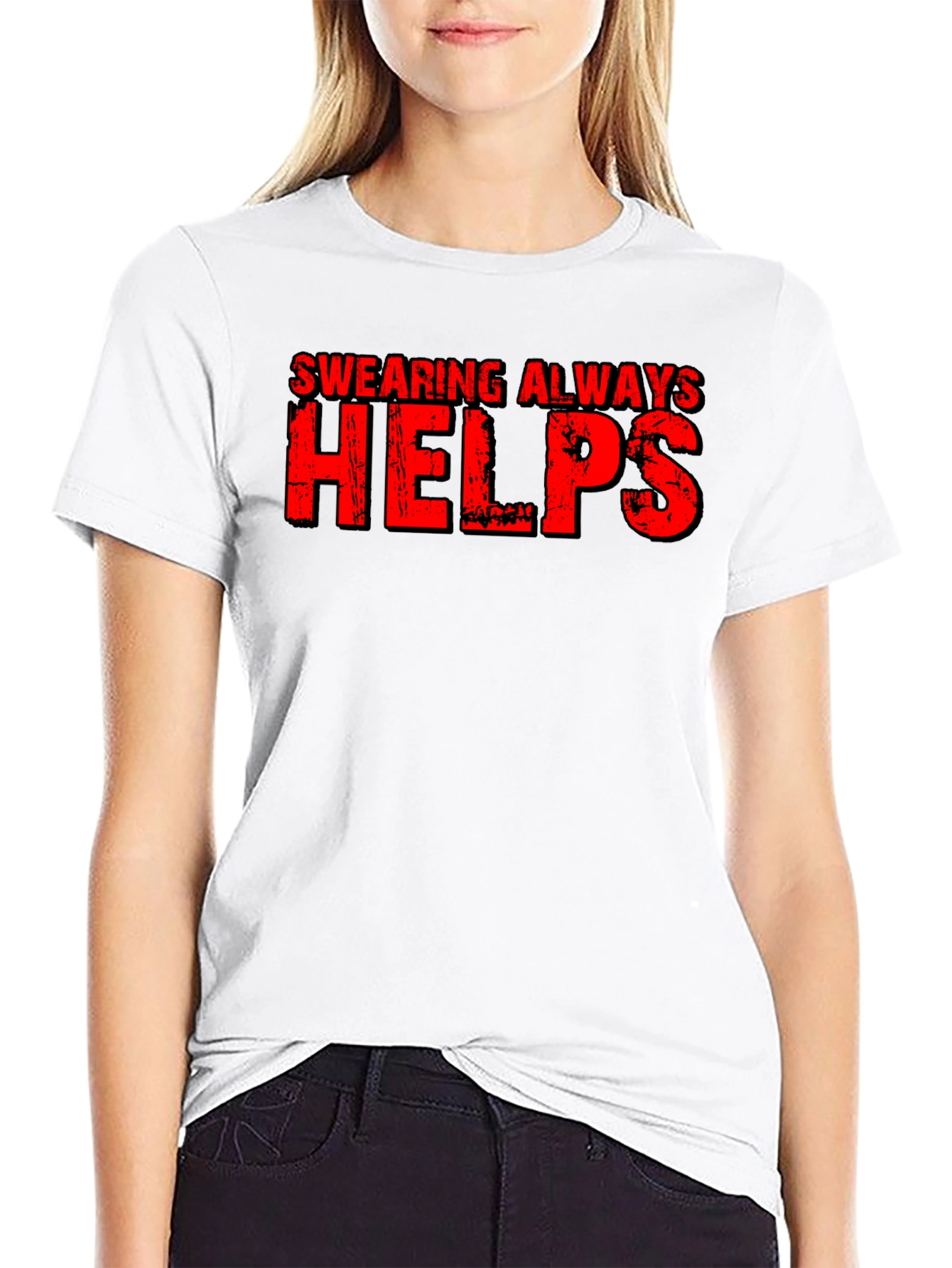 Swearing Always Helps Black Graphic T-Shirt