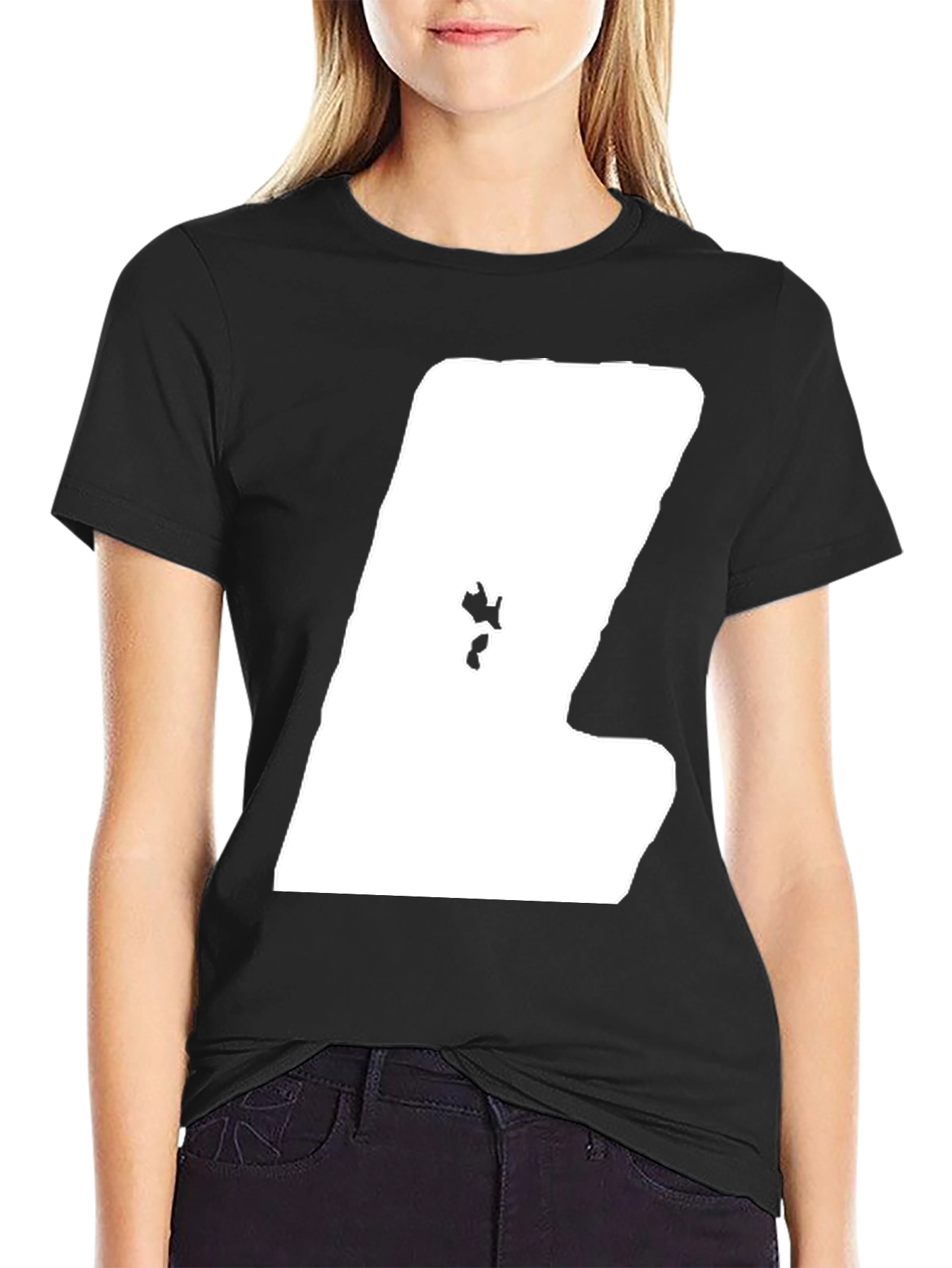 Modern Black Tee with Unique White Graphic