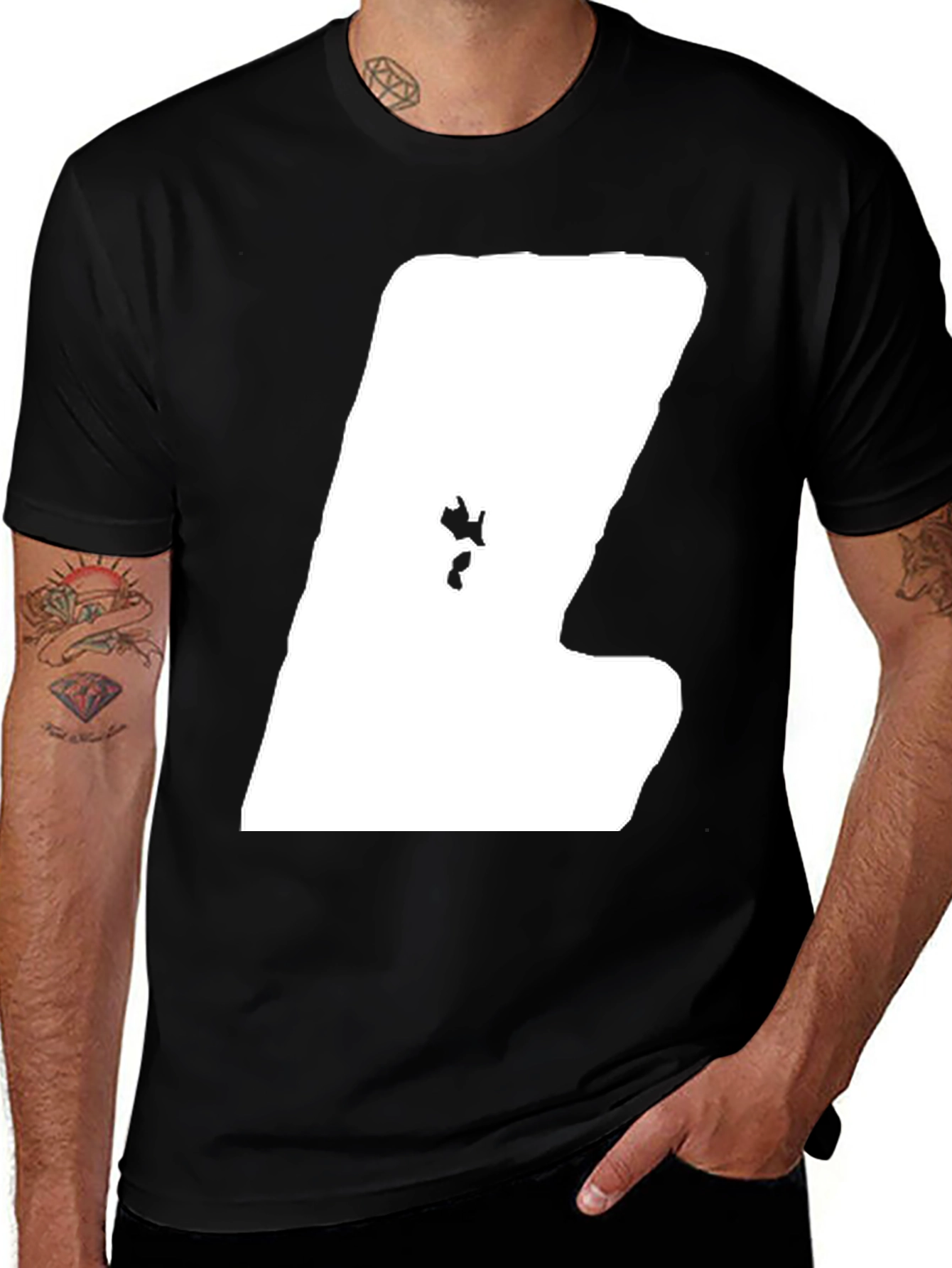 Modern Black Tee with Unique White Graphic