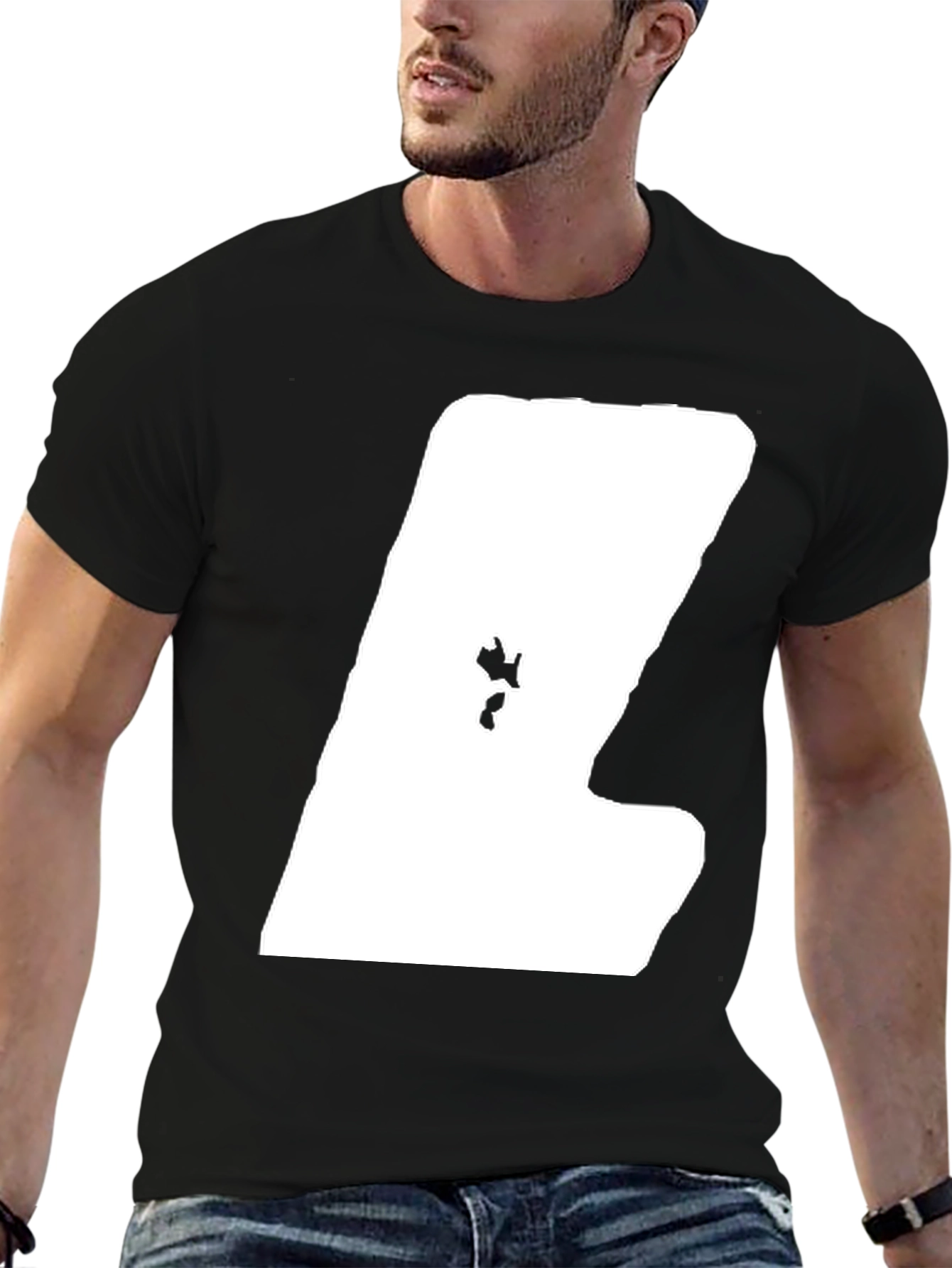 Modern Black Tee with Unique White Graphic