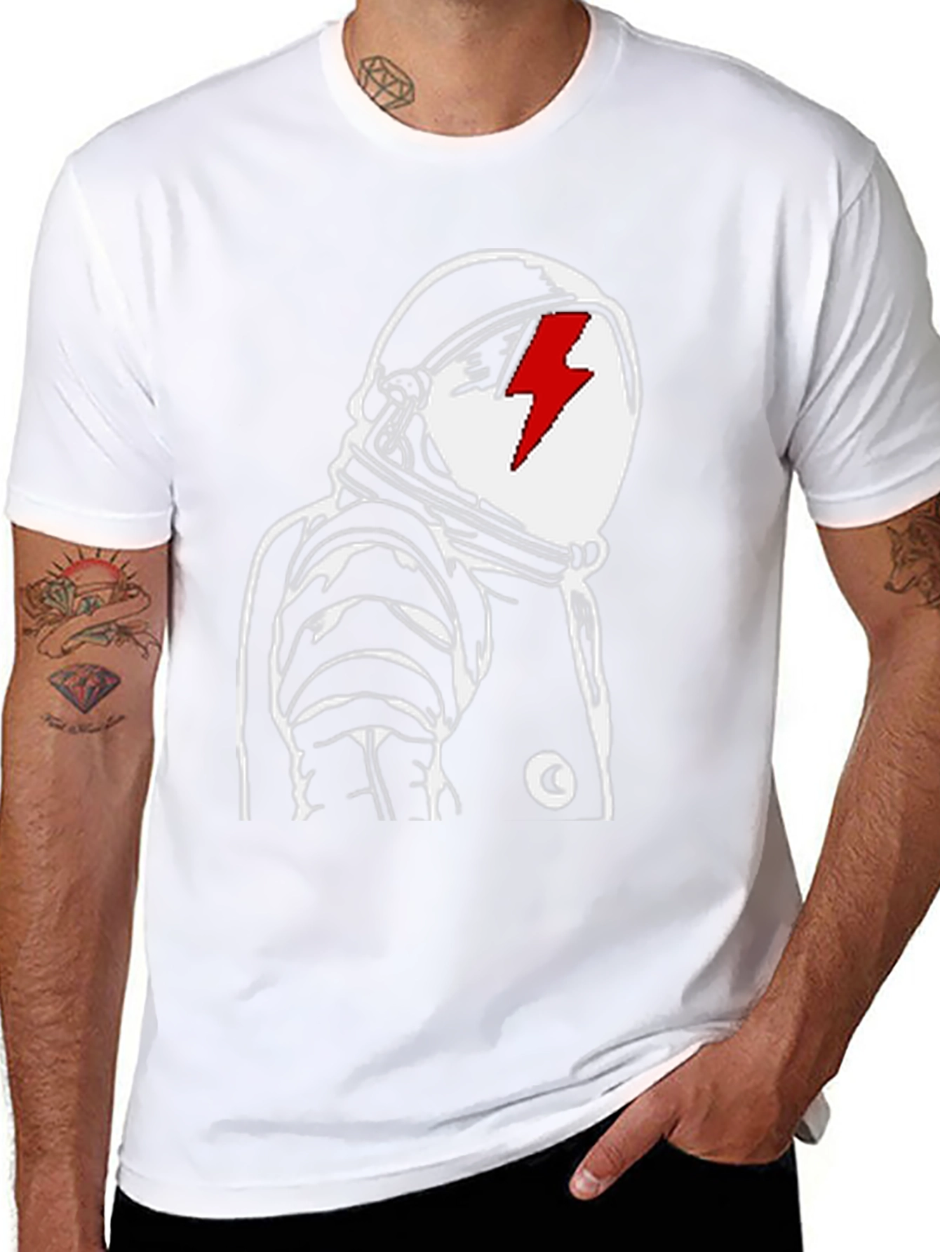 Astronaut Bolt Graphic Tee - Black Cotton