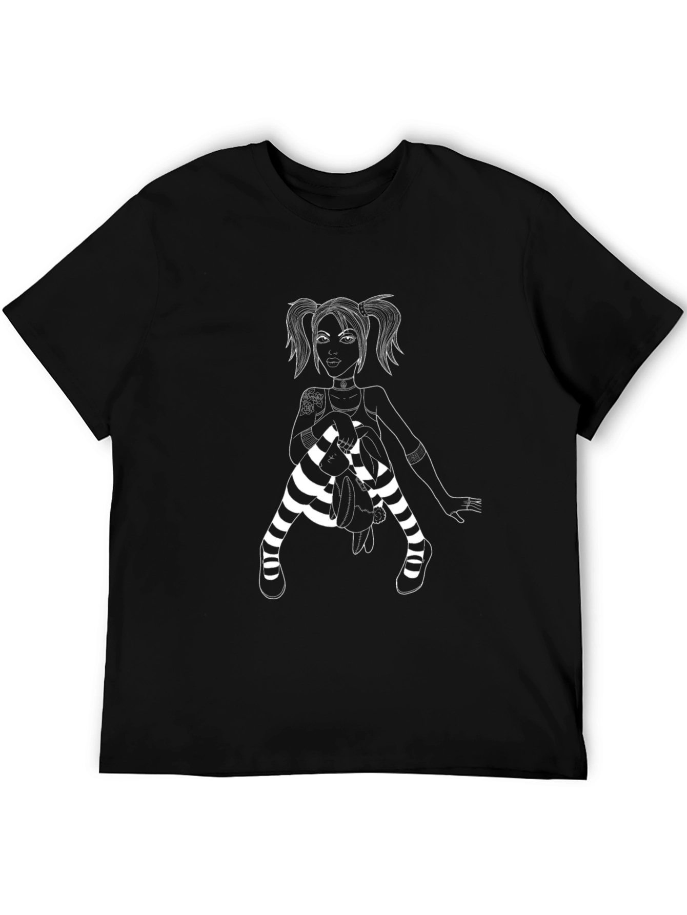 Goth Girl Graphic Tee - Black Cotton Shirt