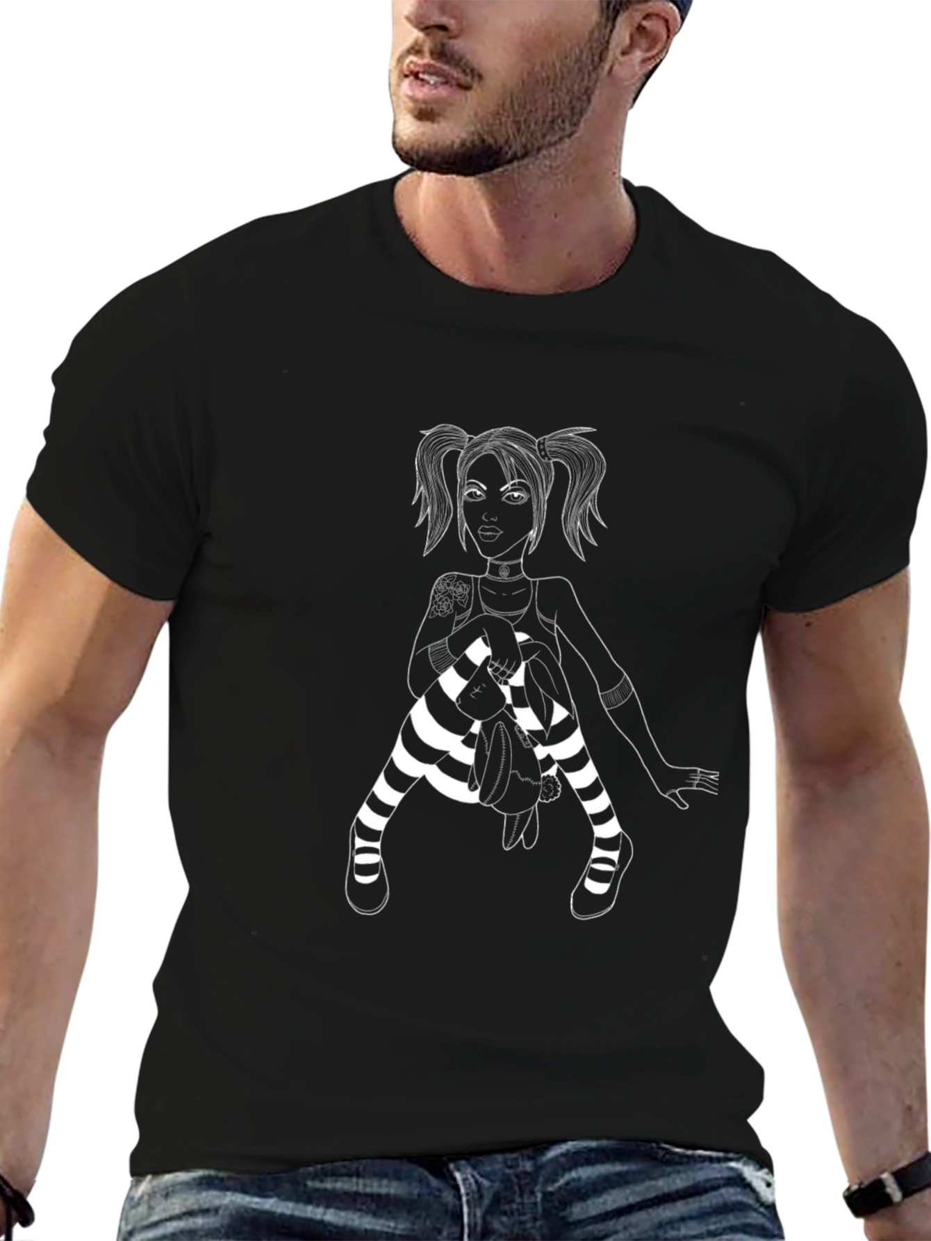Goth Girl Graphic Tee - Black Cotton Shirt