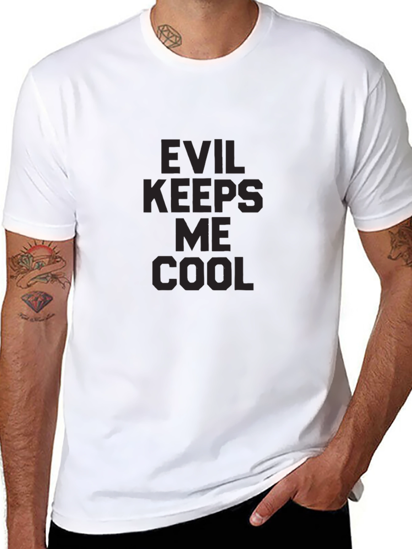 Evil Keeps Me Cool Graphic Tee - Black