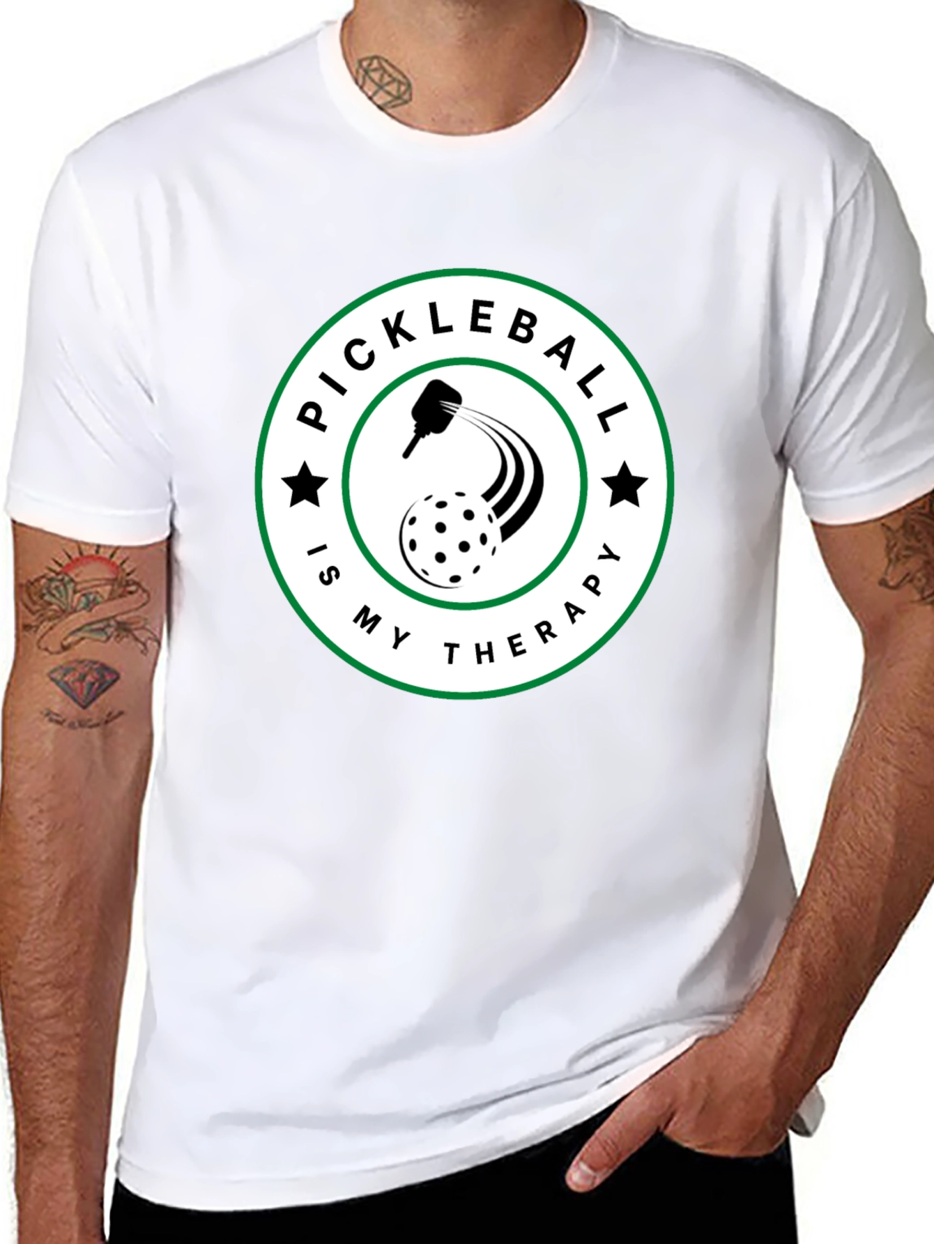 Pickleball Therapy T-Shirt - Black Crew Neck