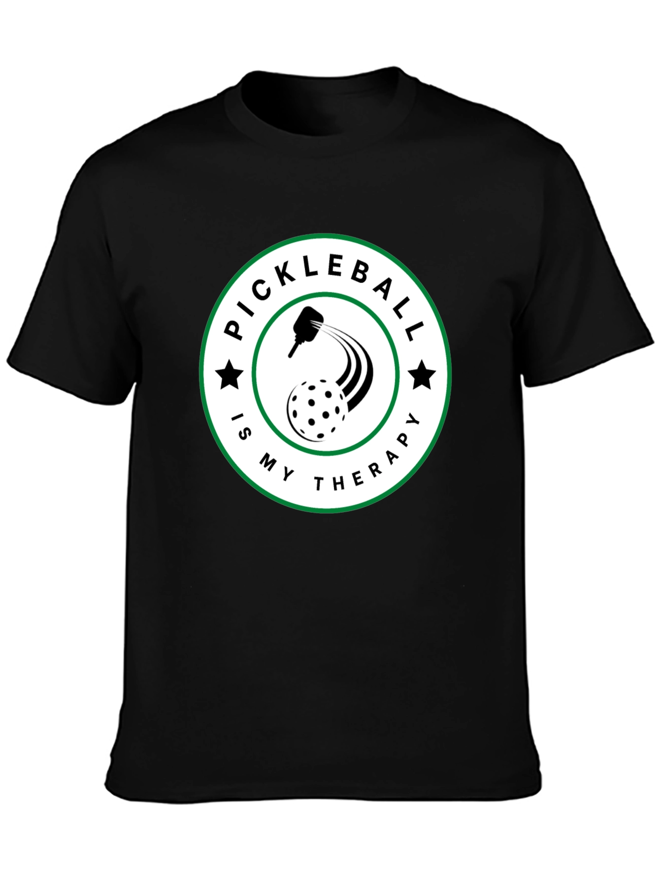 Pickleball Therapy T-Shirt - Black Crew Neck