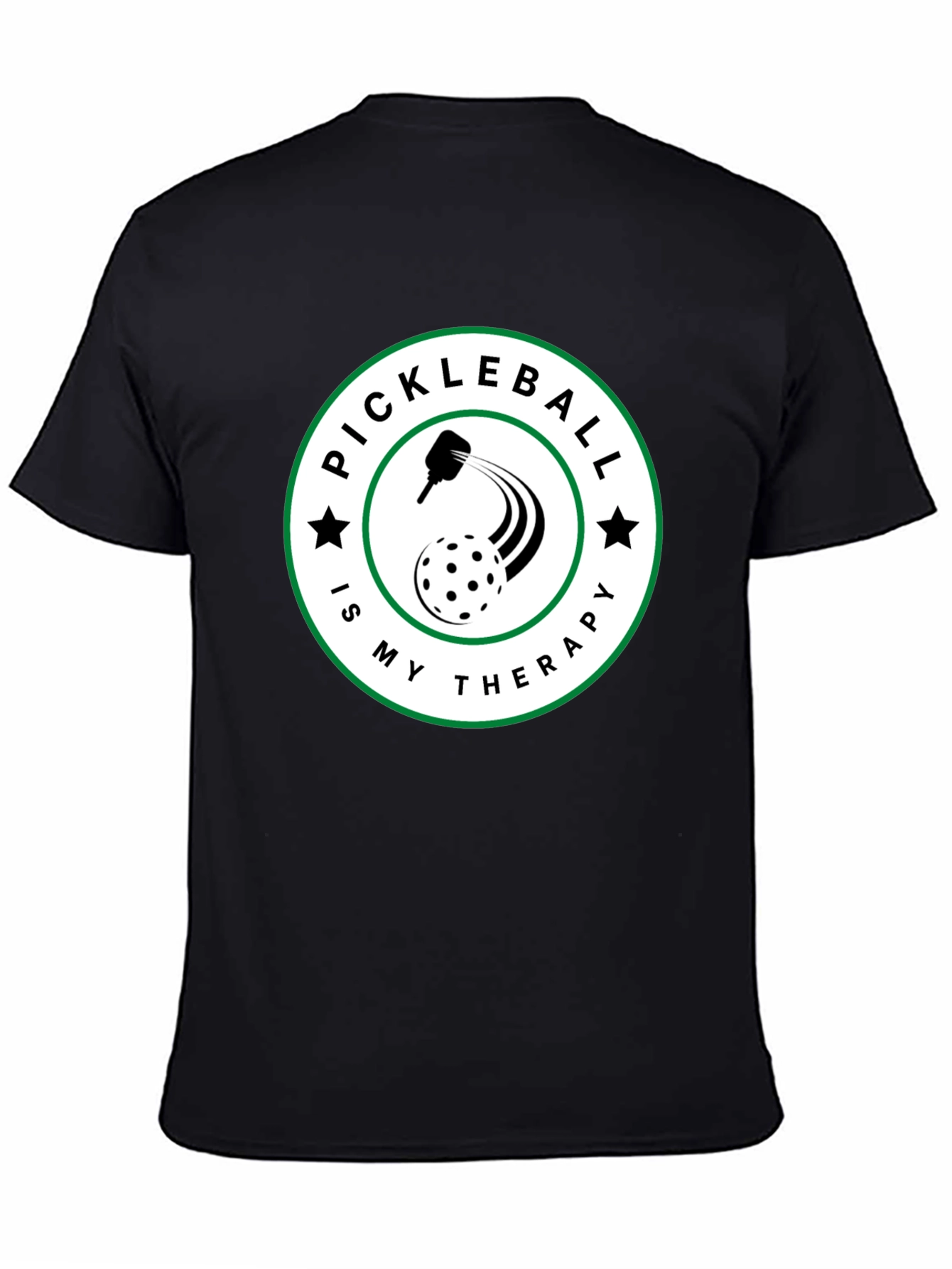 Pickleball Therapy T-Shirt - Black Crew Neck