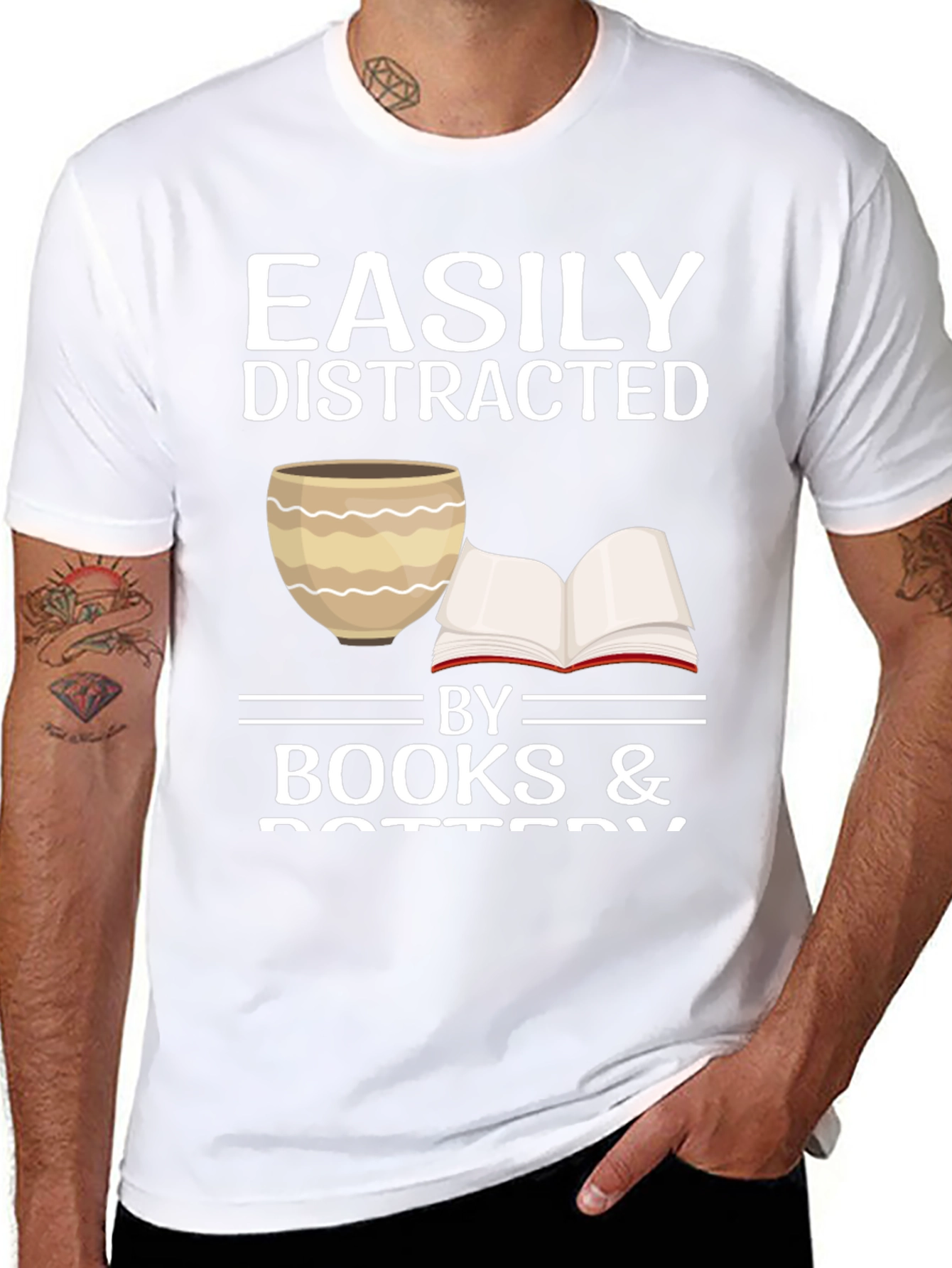 Easily Distracted by Books & Pottery T-Shirt