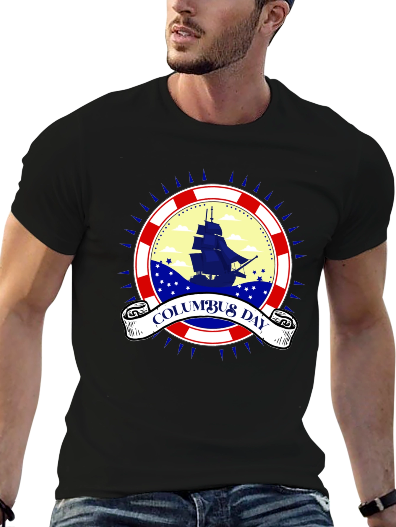 Columbus Day Ship T-Shirt - Patriotic Holiday Tee