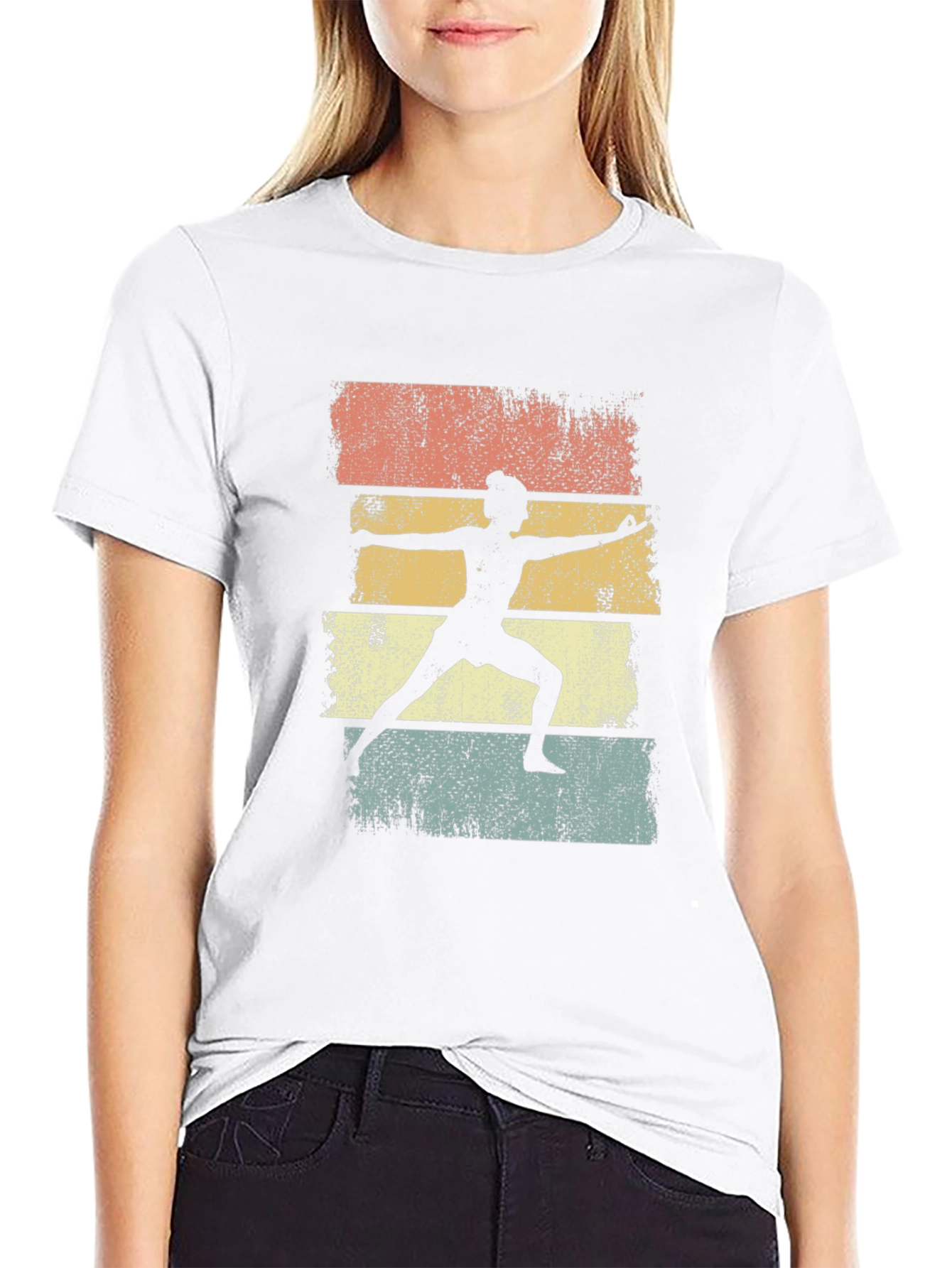 Yoga Pose Silhouette Graphic Tee - Retro Style