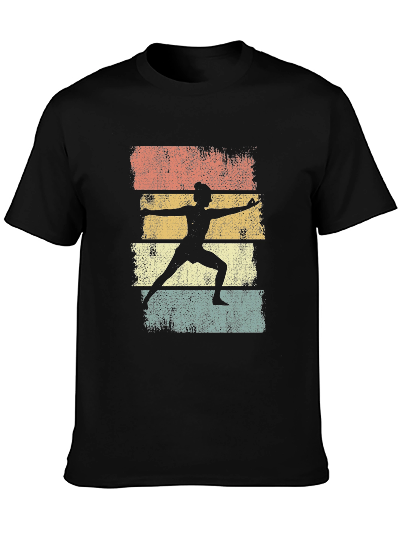 Yoga Pose Silhouette Graphic Tee - Retro Style