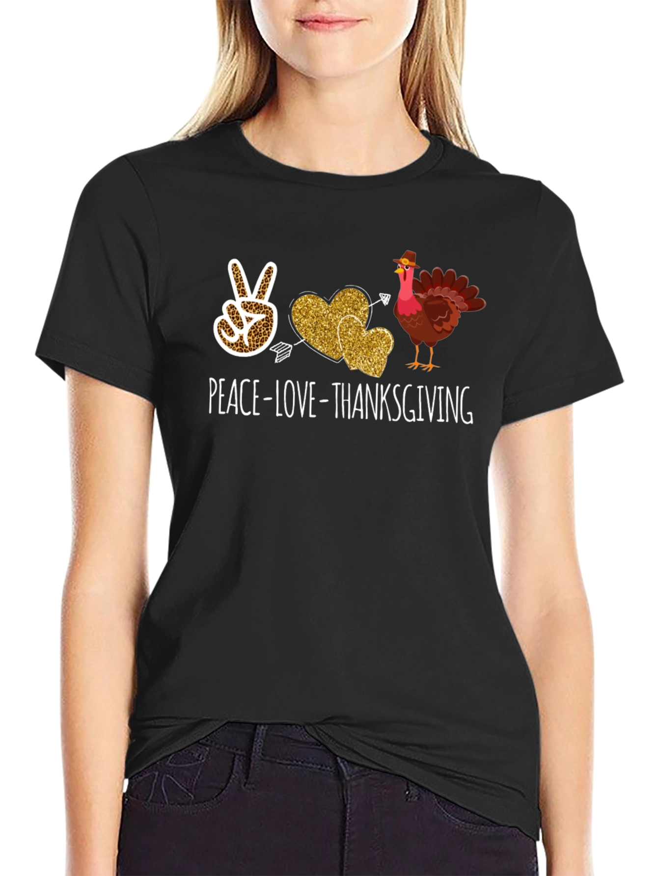 Peace Love Thanksgiving Graphic T-Shirt