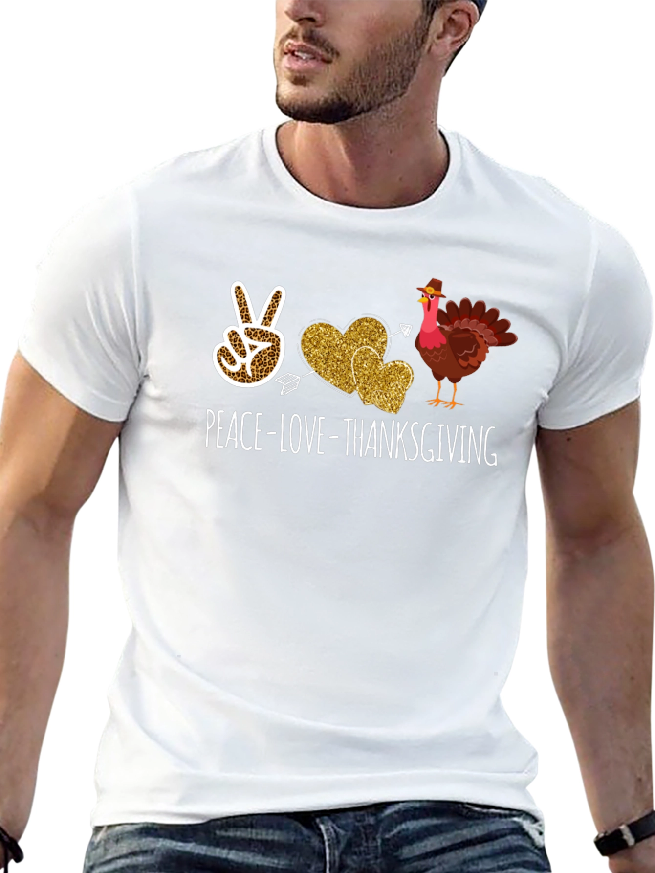 Peace Love Thanksgiving Graphic T-Shirt