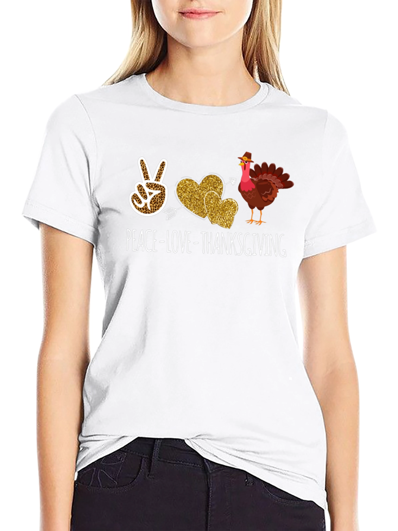 Peace Love Thanksgiving Graphic T-Shirt