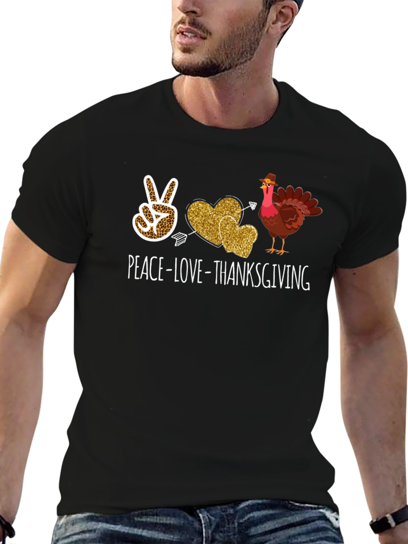 Peace Love Thanksgiving Graphic T-Shirt