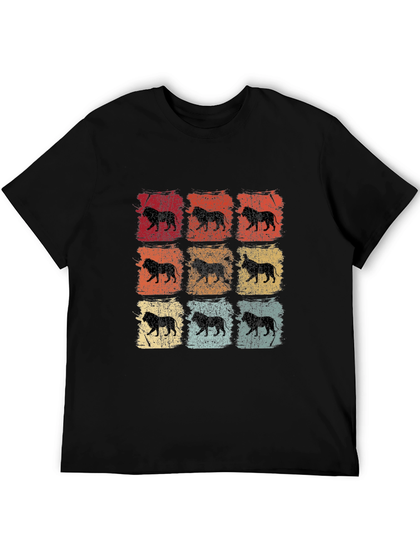 Retro Lion Print Mens T-Shirt