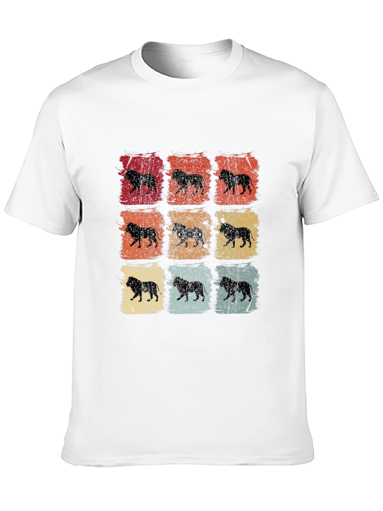 Retro Lion Print Mens T-Shirt