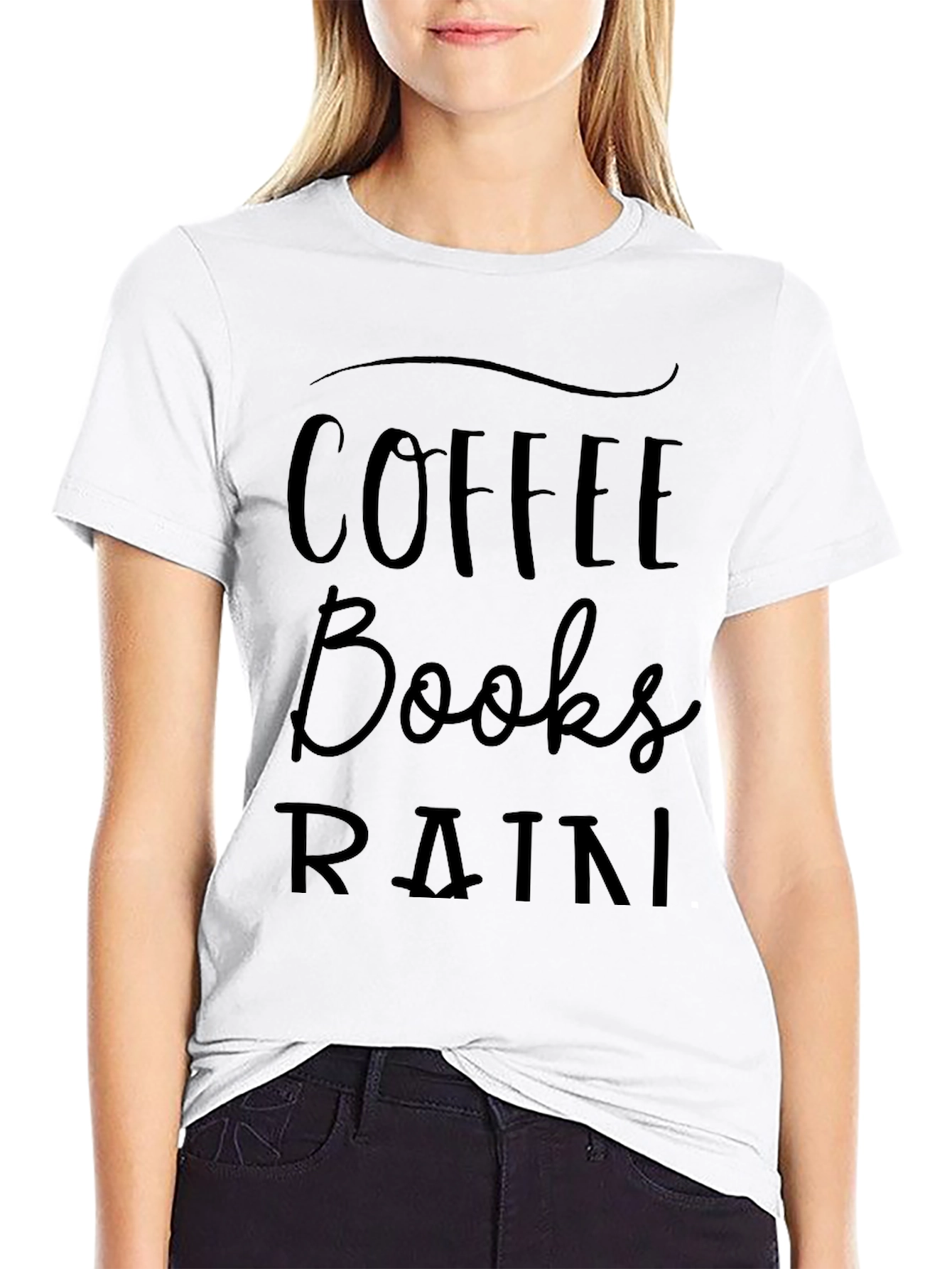 Coffee Books Rain T-Shirt - Black Unisex
