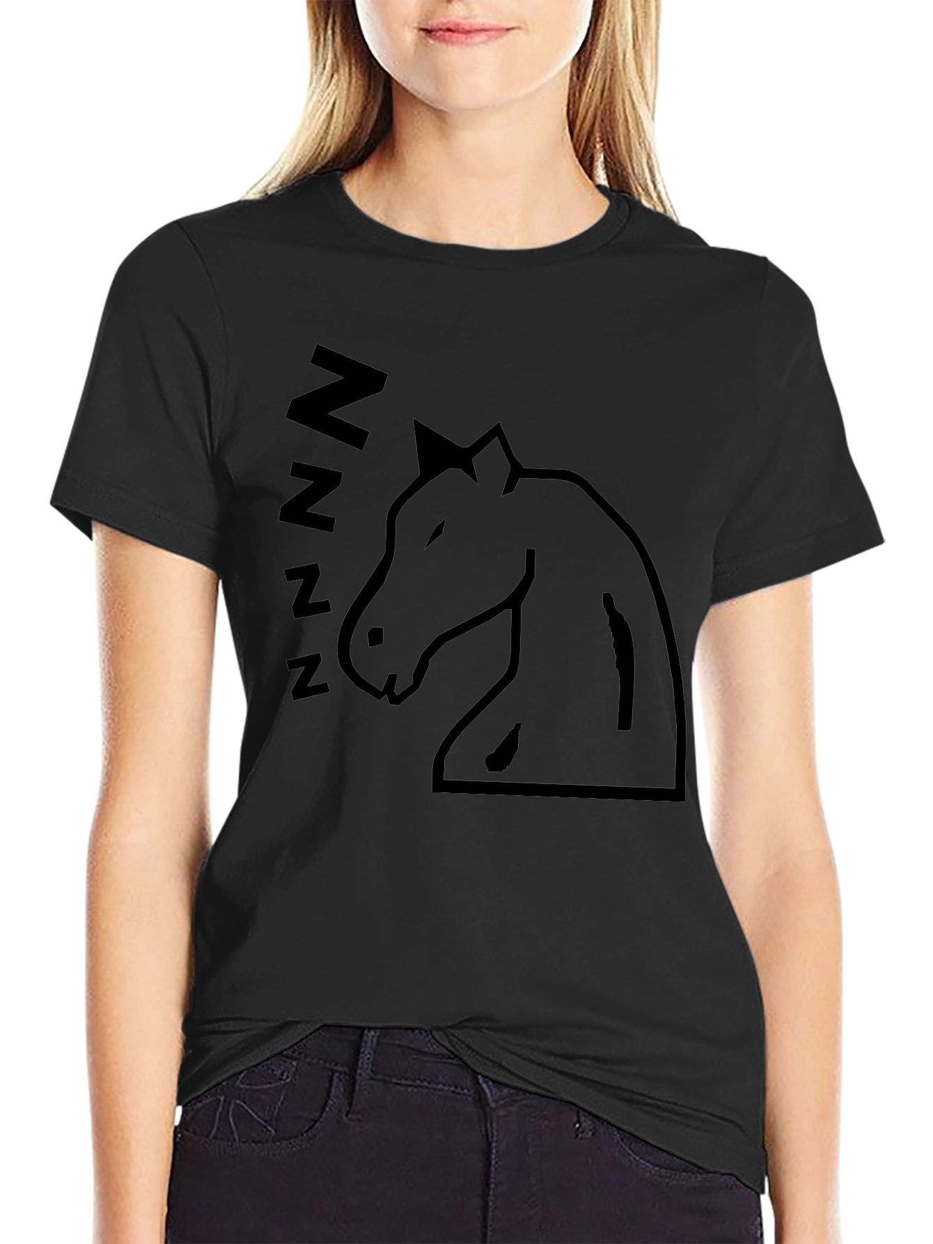 Sleeping Horse Graphic T-Shirt - Black