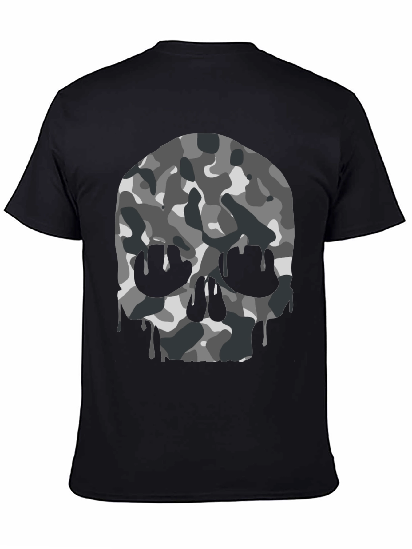 Camo Skull Graphic Tee - Mens Black T-Shirt