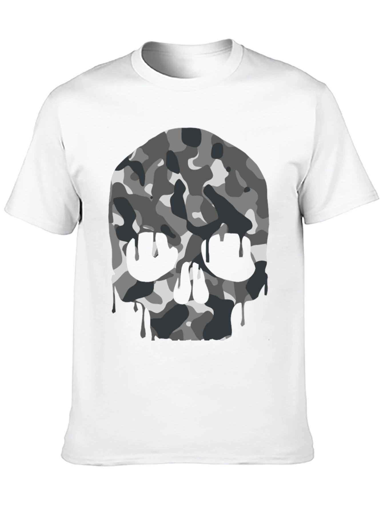 Camo Skull Graphic Tee - Mens Black T-Shirt