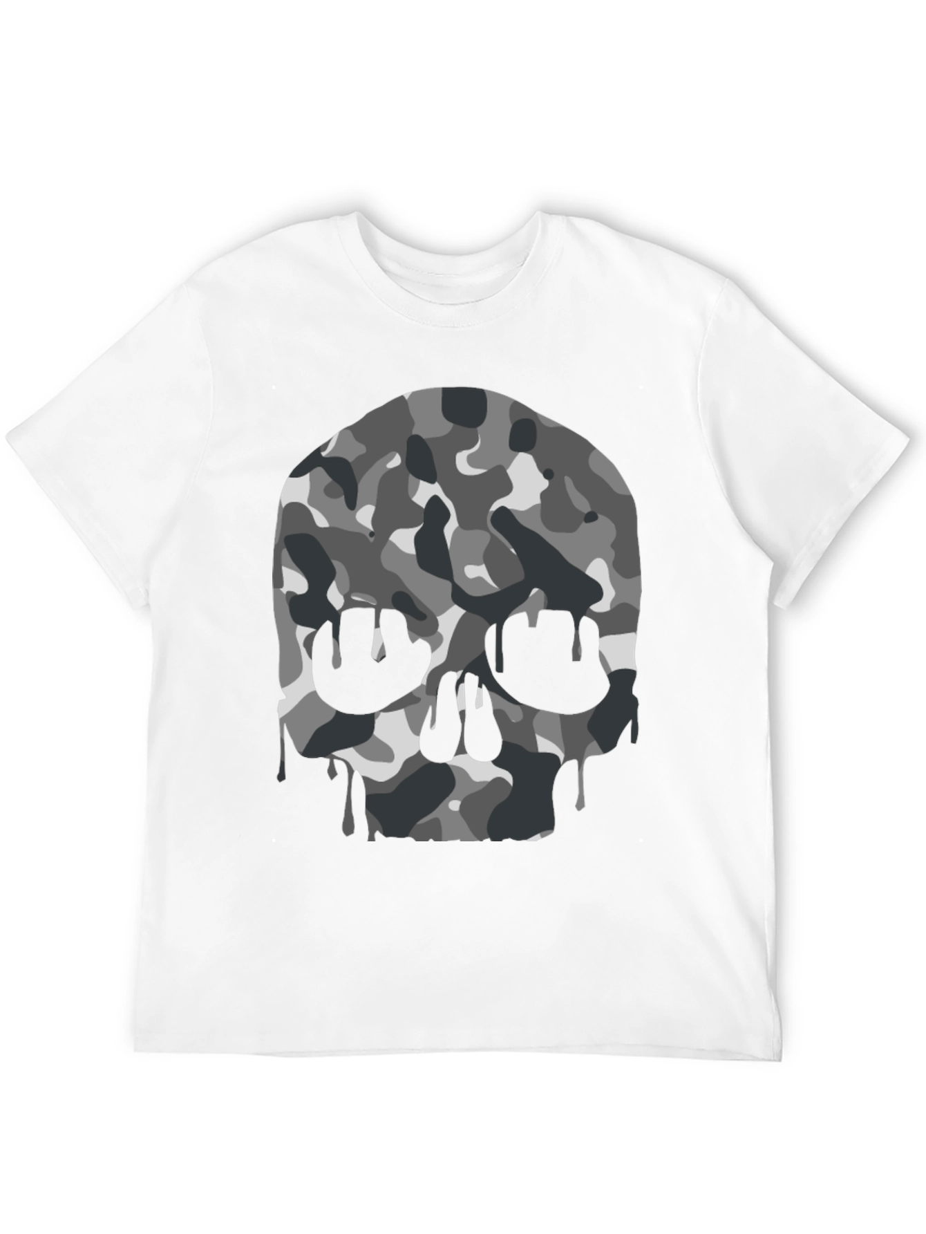 Camo Skull Graphic Tee - Mens Black T-Shirt