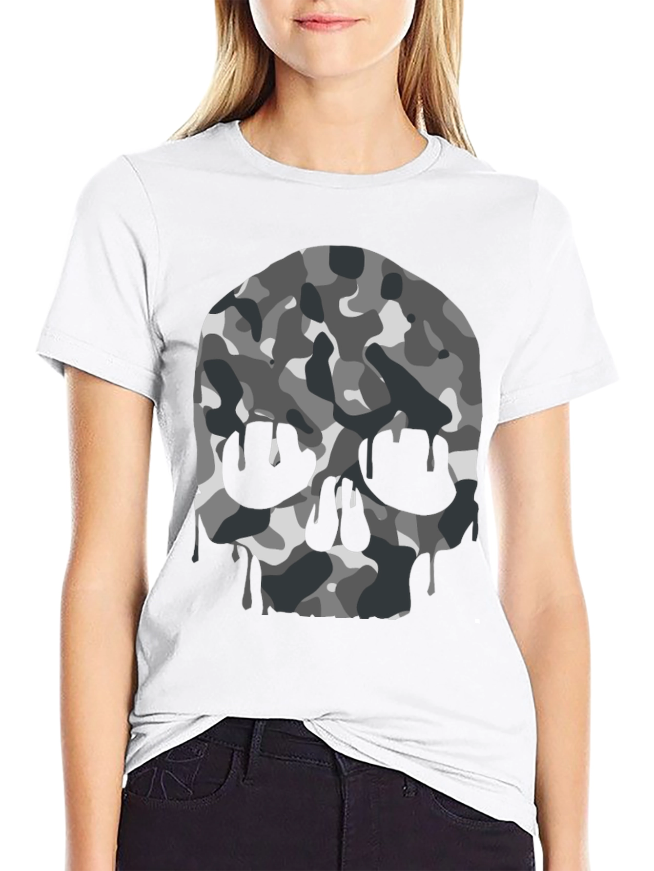 Camo Skull Graphic Tee - Mens Black T-Shirt