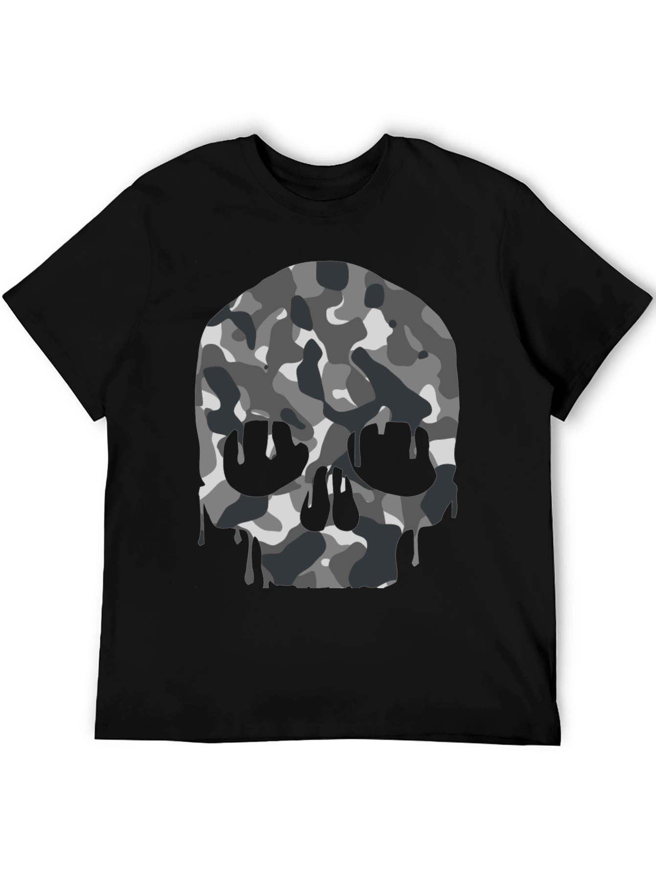 Camo Skull Graphic Tee - Mens Black T-Shirt