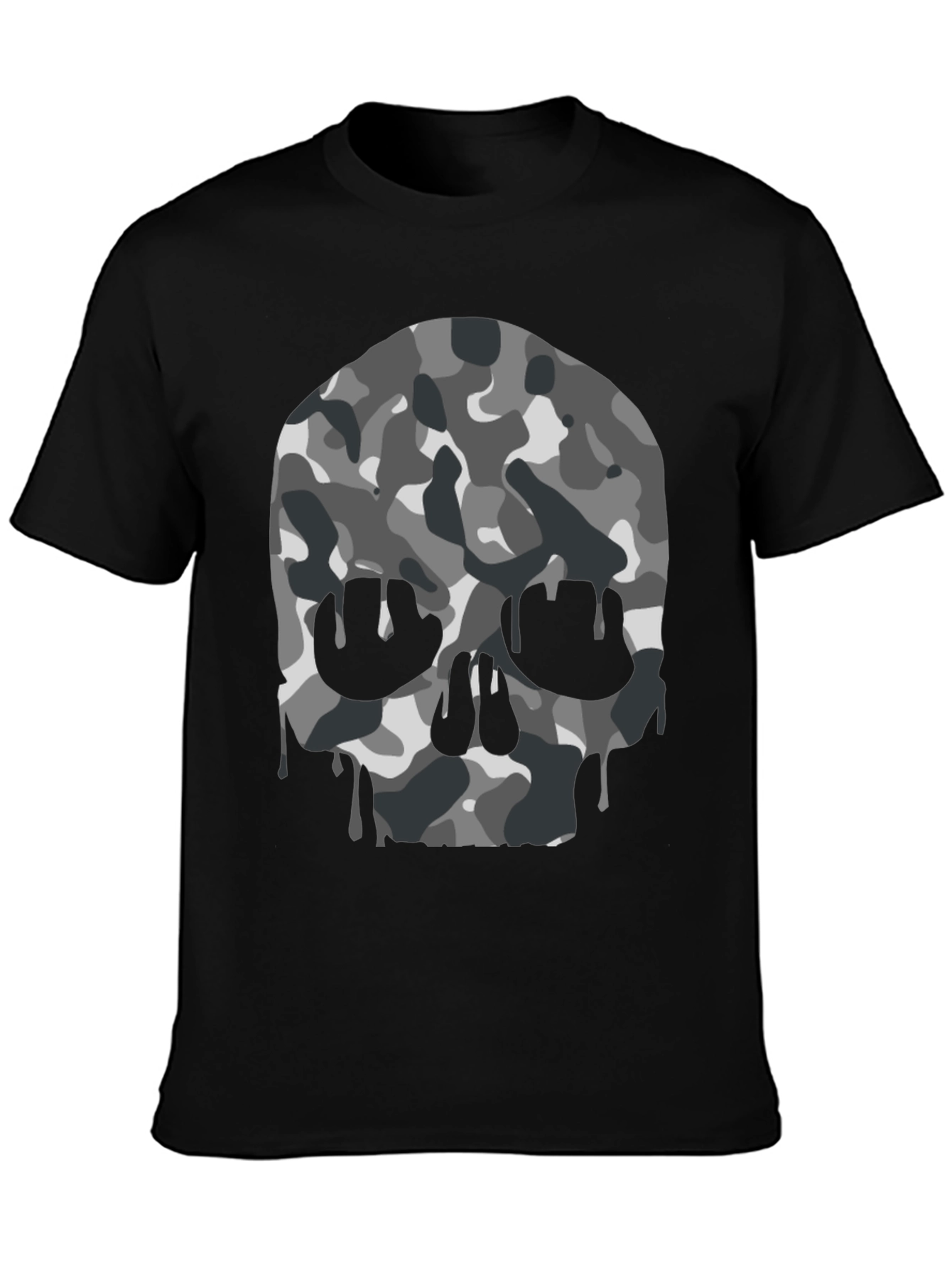 Camo Skull Graphic Tee - Mens Black T-Shirt