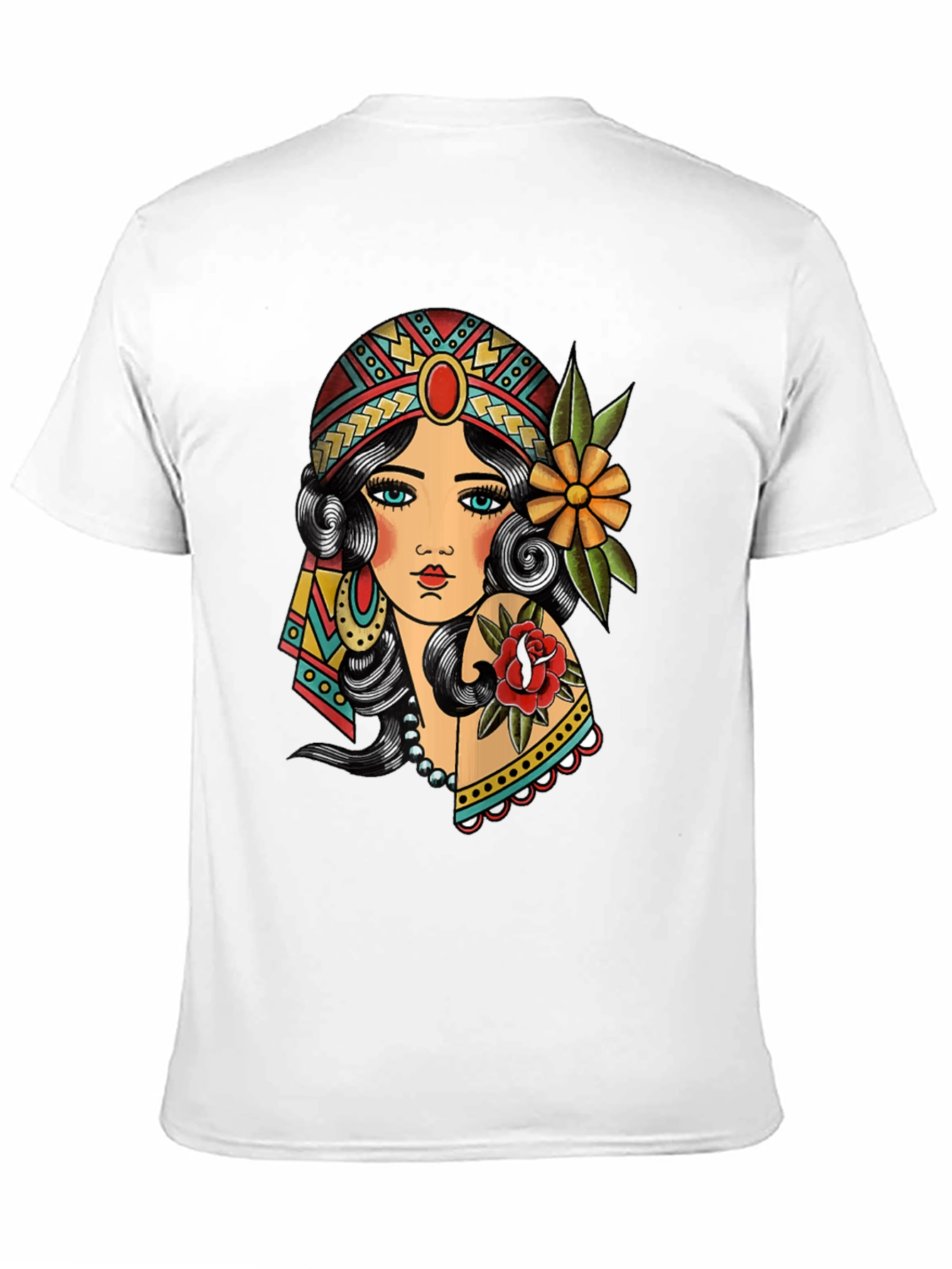 Gypsy Tattoo Graphic Print Black T-Shirt