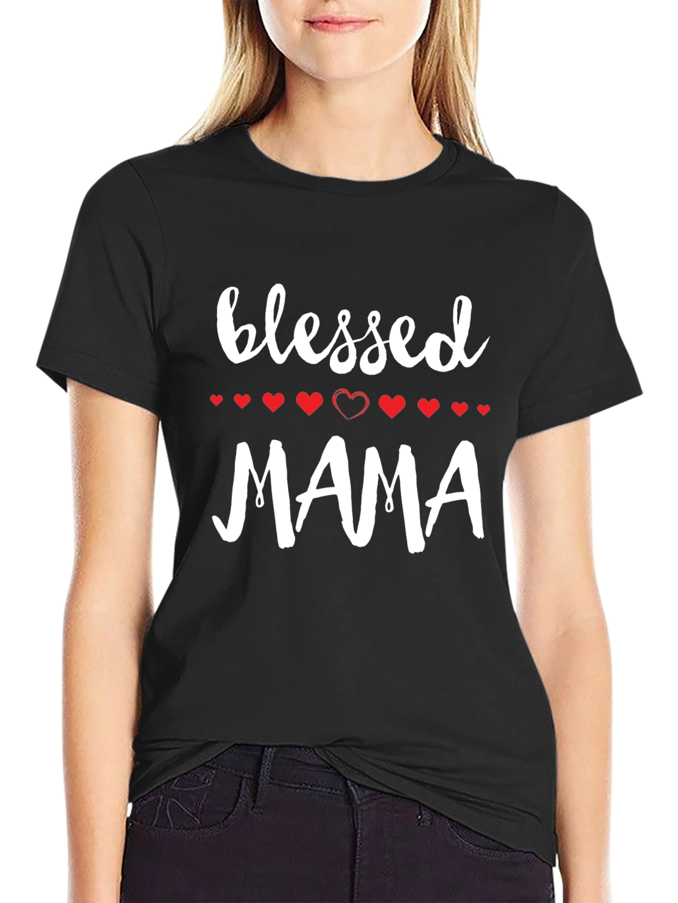 Blessed Mama Graphic Tee - Black