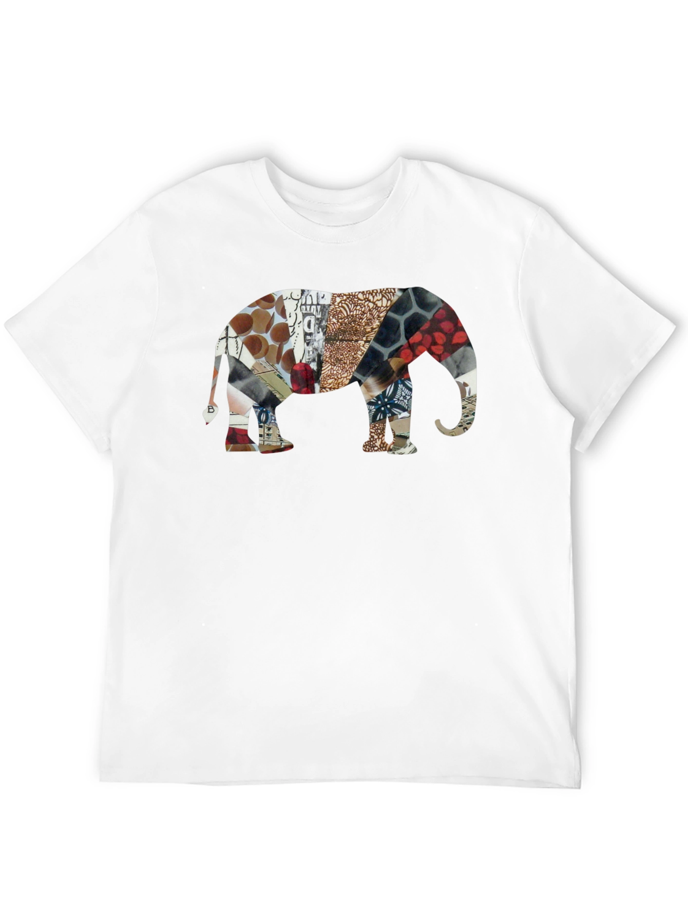 Elephant Collage Print Black T-Shirt