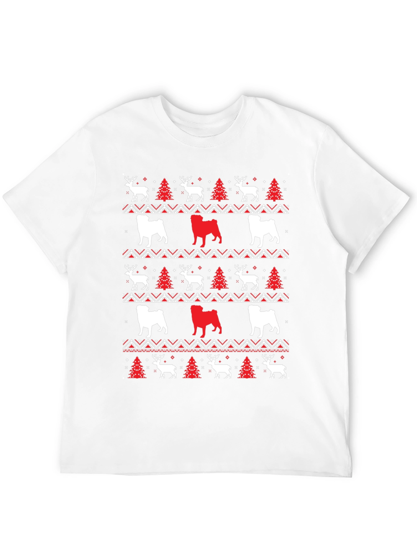 Festive Dog & Deer Christmas Pattern T-Shirt