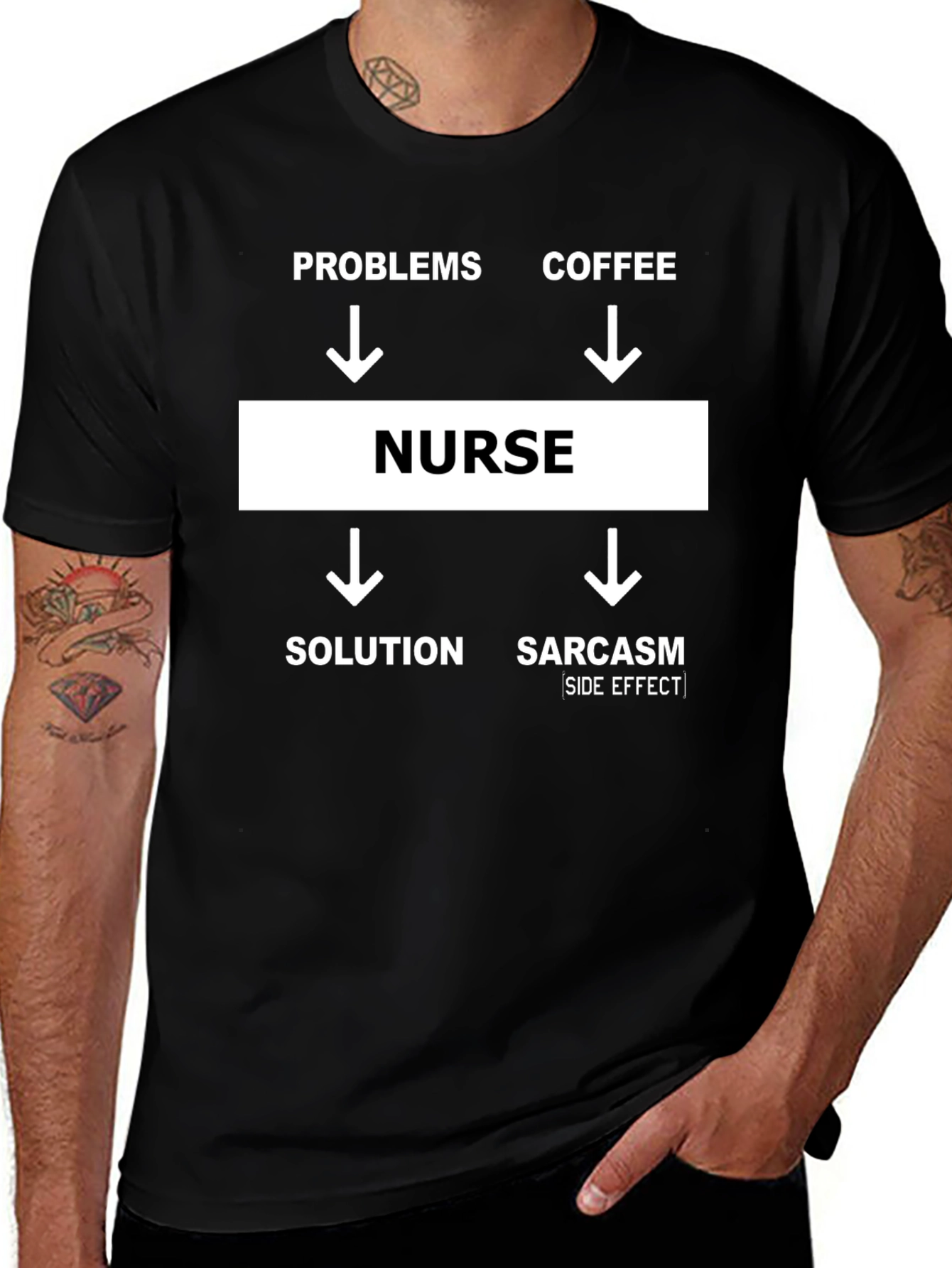 Nurse T-Shirt - Problems/Coffee/Solution/Sarcasm